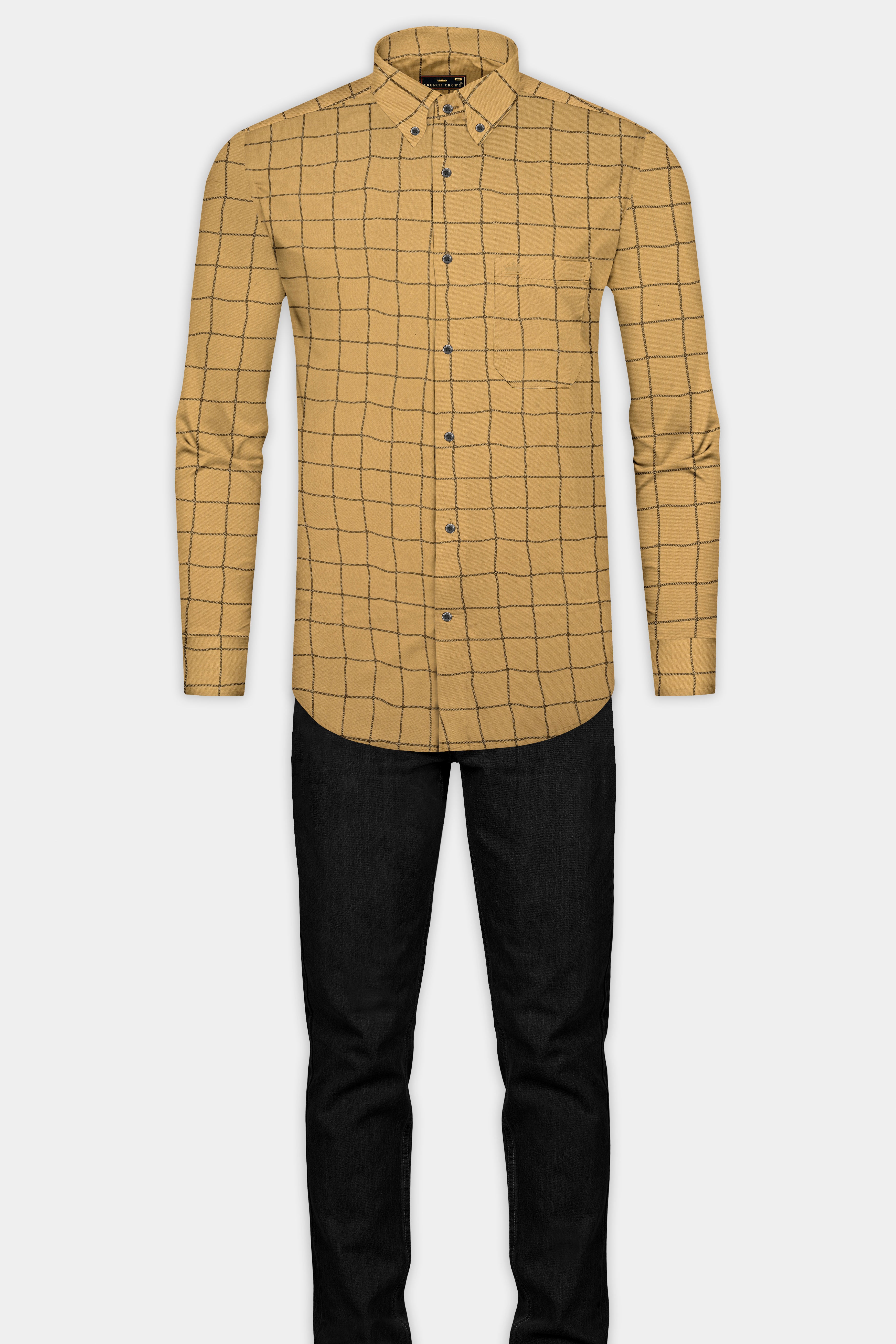 Muesli Brown Windowpane Royal Oxford Shirt