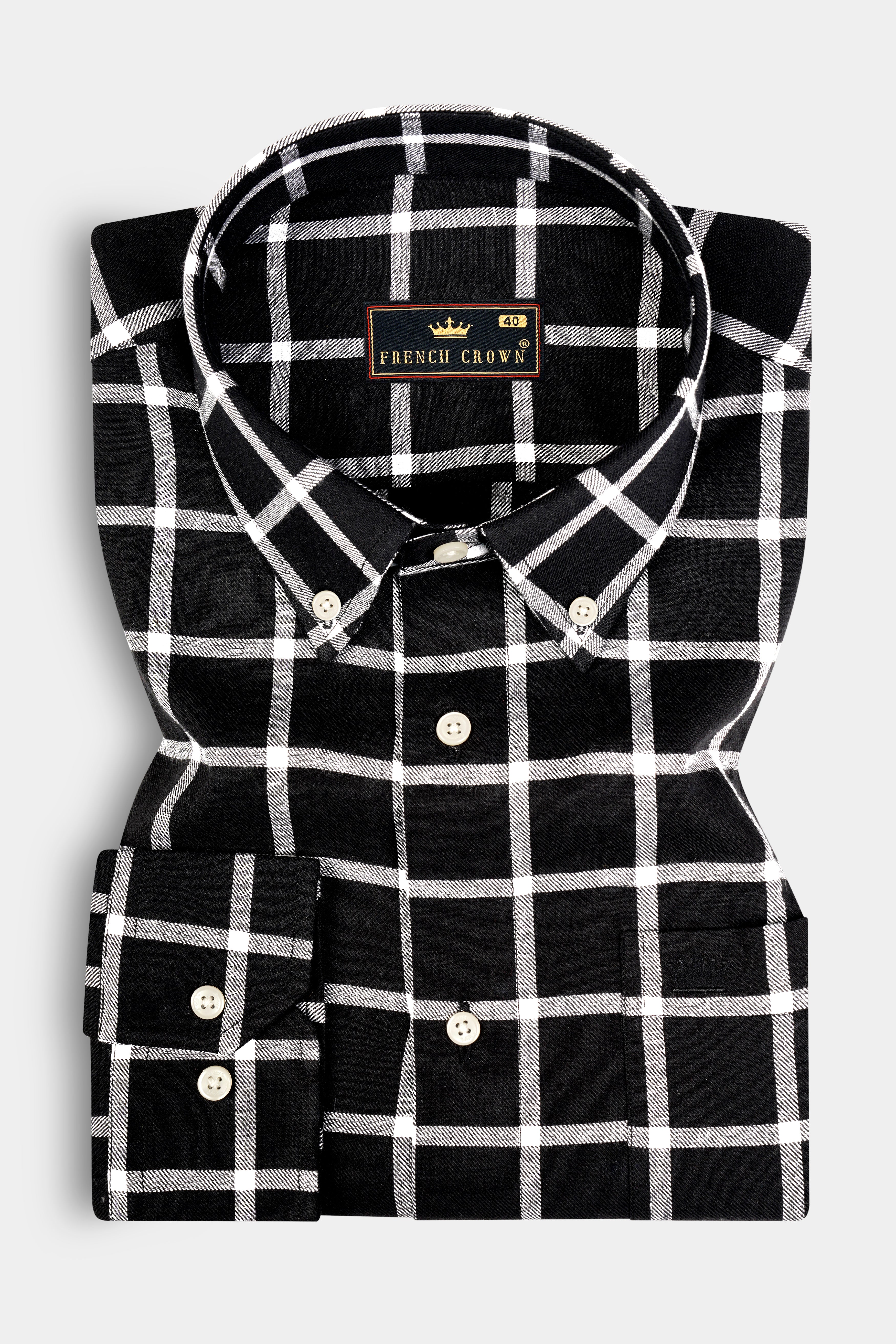 Jade Black Plaid Twill Premium Cotton Shirt