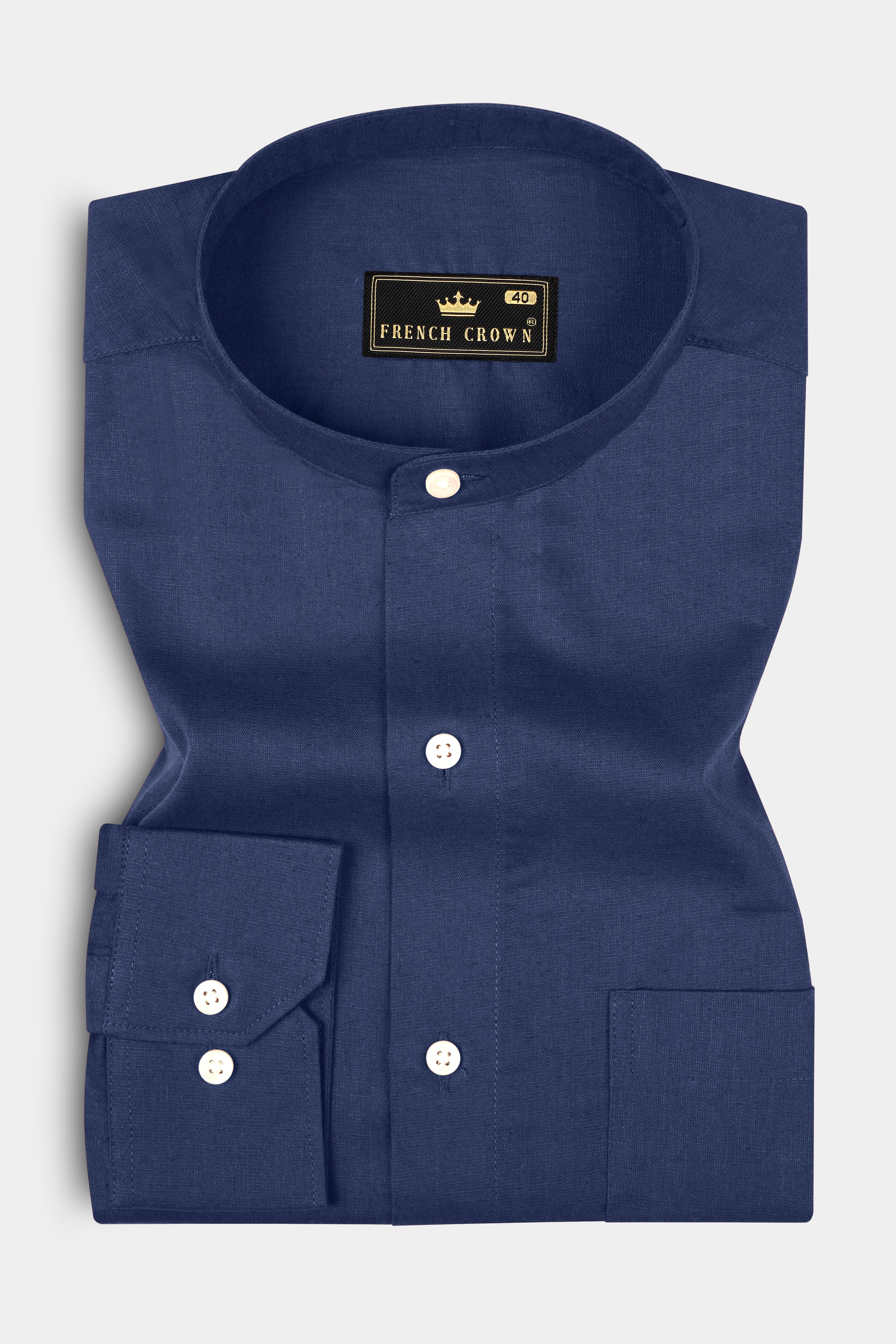 Thunder Blue Luxurious Linen Shirt