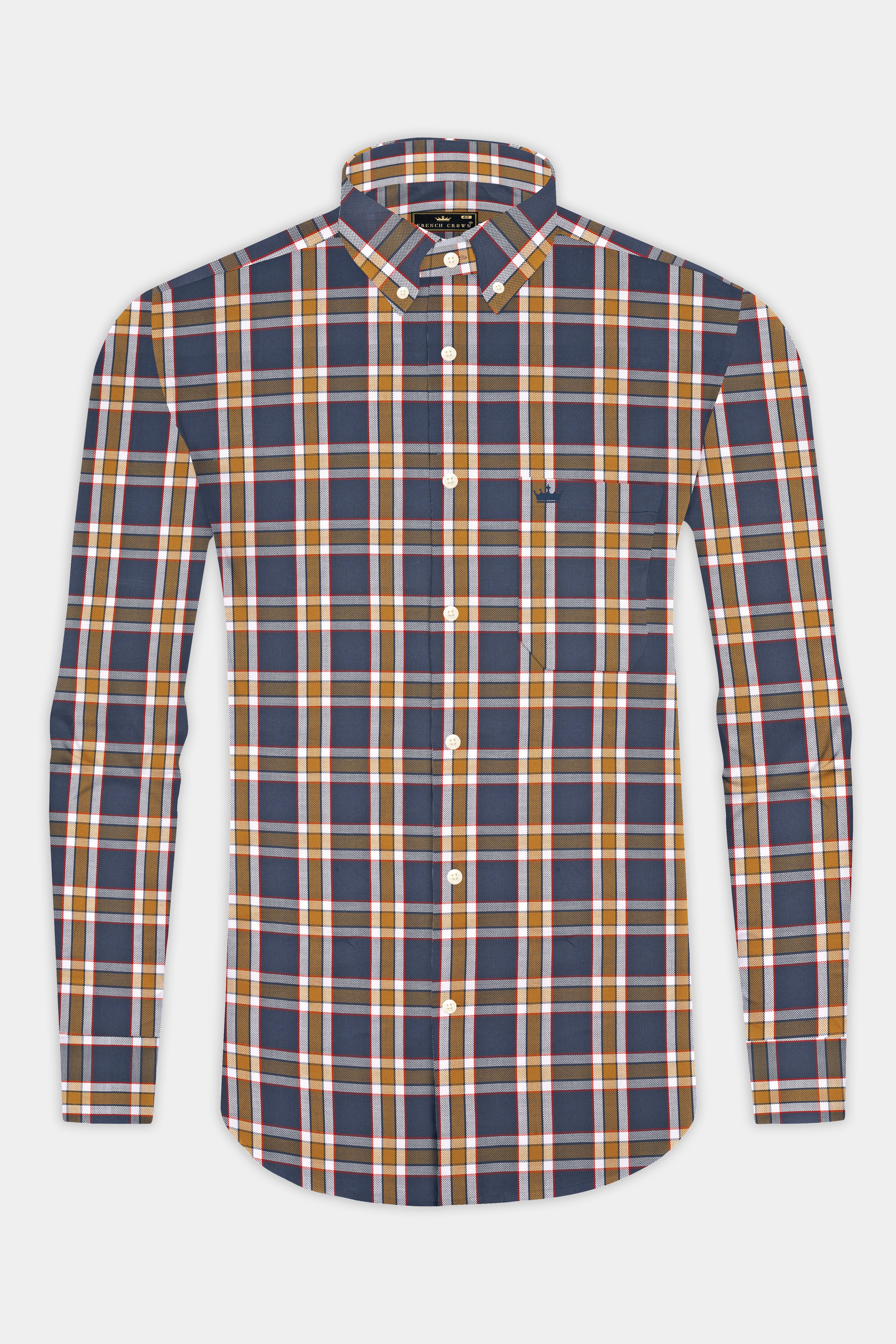 Scarpa Flow Grey and Di Serria Plaid Dobby Textured Premium Giza Cotton Shirt