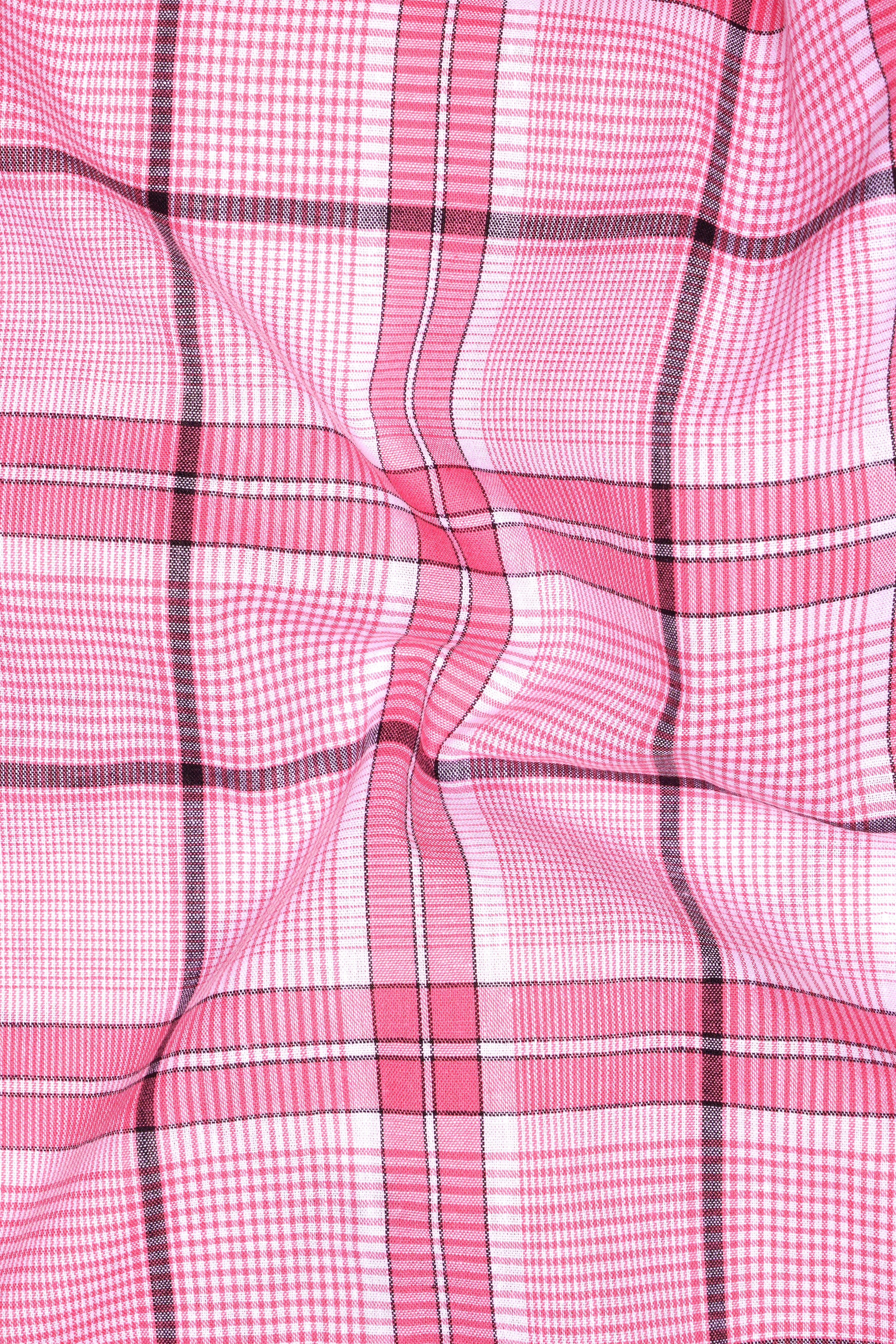 Deep Blush Pink Plaid Premium Cotton Shirt