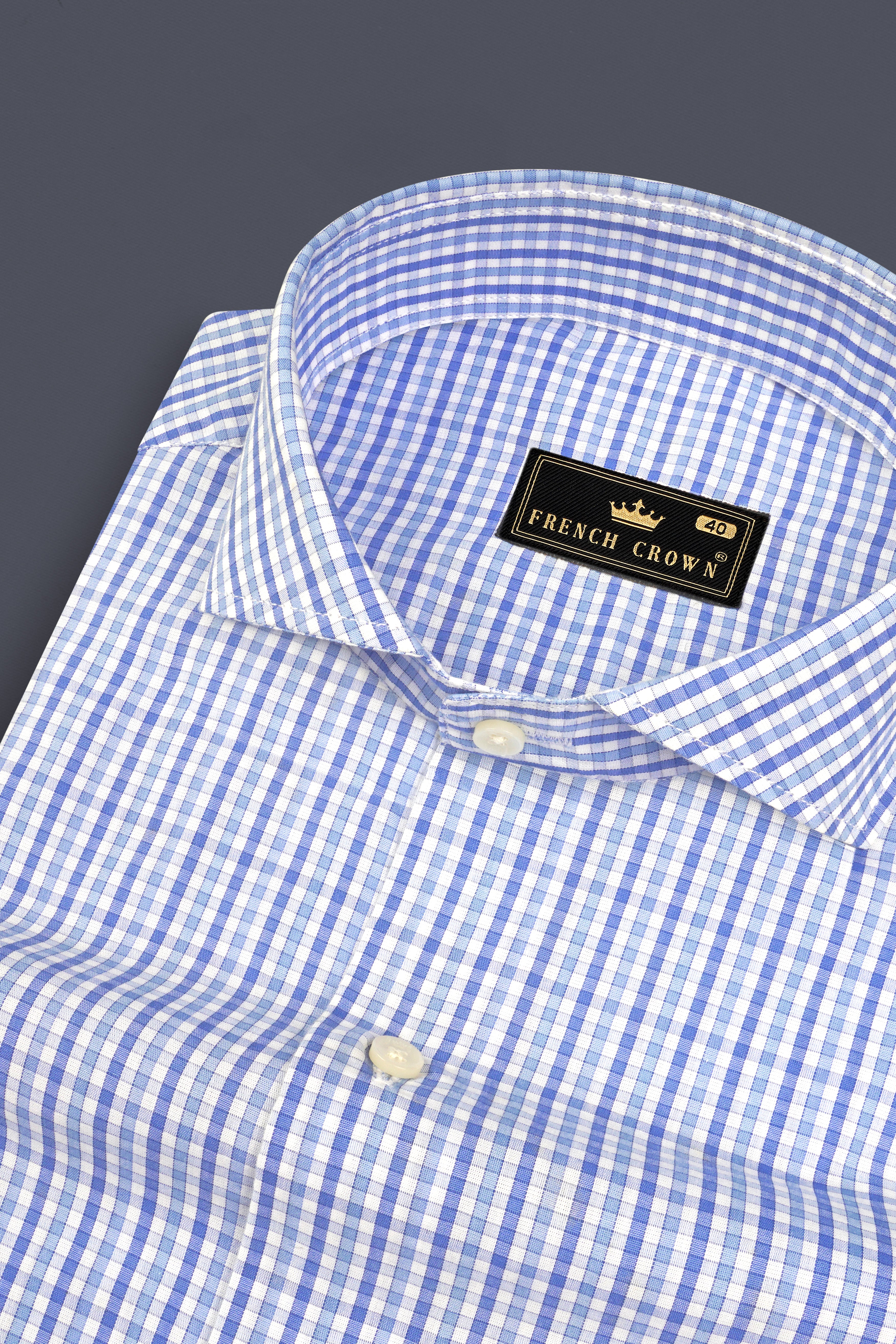 Portage Blue Checkered Premium Cotton Shirt