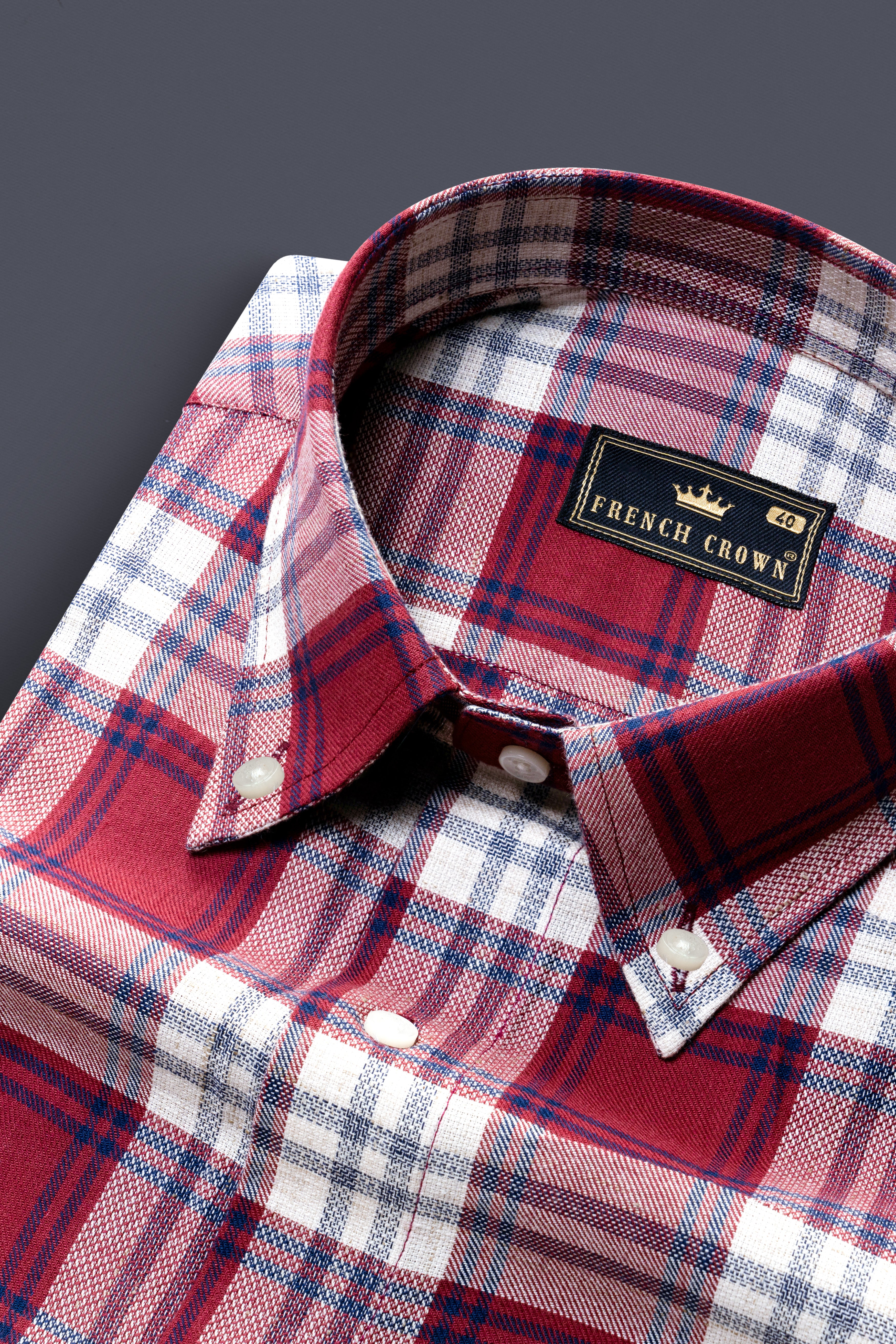 Shiraz Red and Pot Pourri Twill Plaid Premium Cotton Shirt