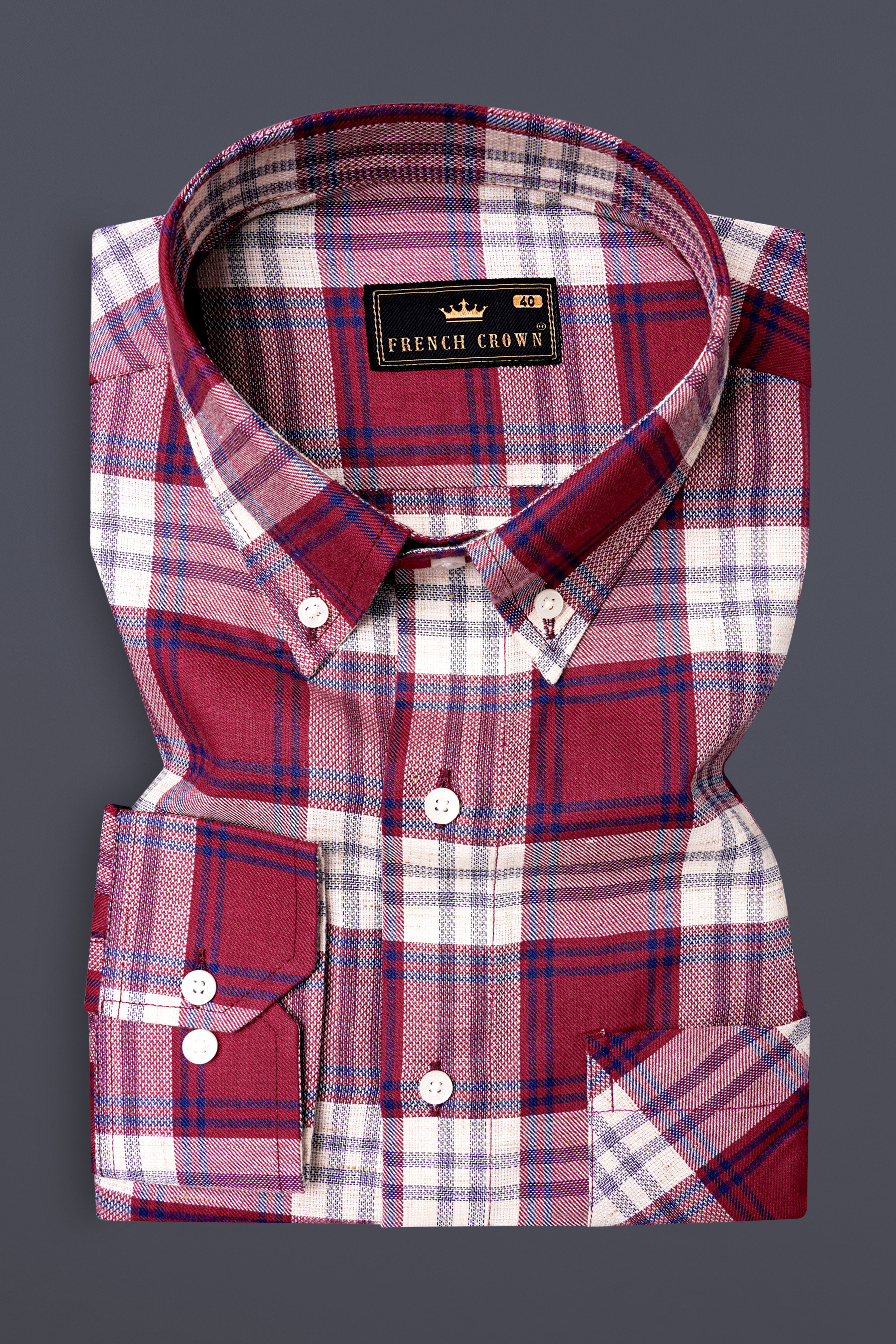 Shiraz Red and Pot Pourri Twill Plaid Premium Cotton Shirt