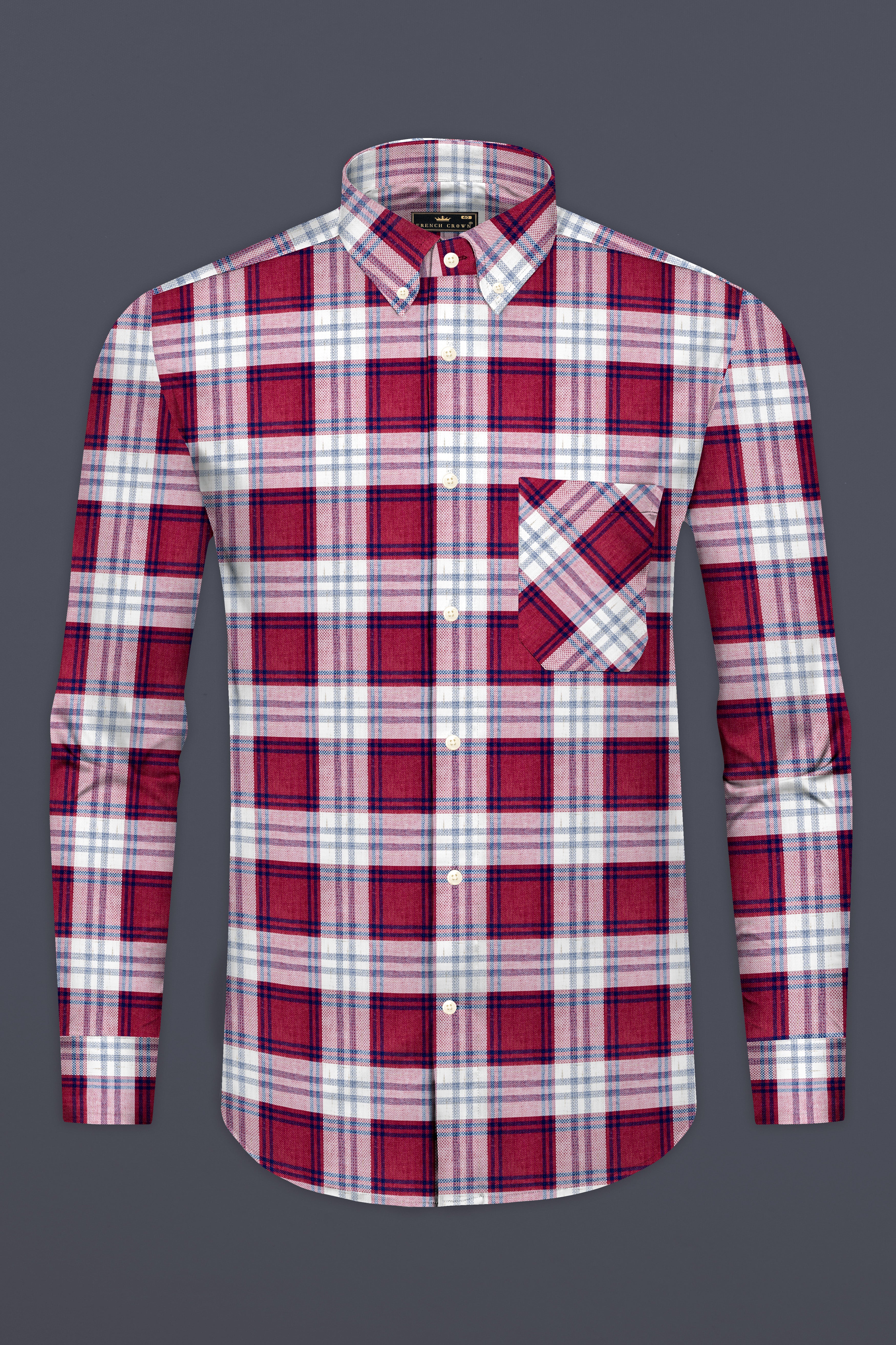 Shiraz Red and Pot Pourri Twill Plaid Premium Cotton Shirt