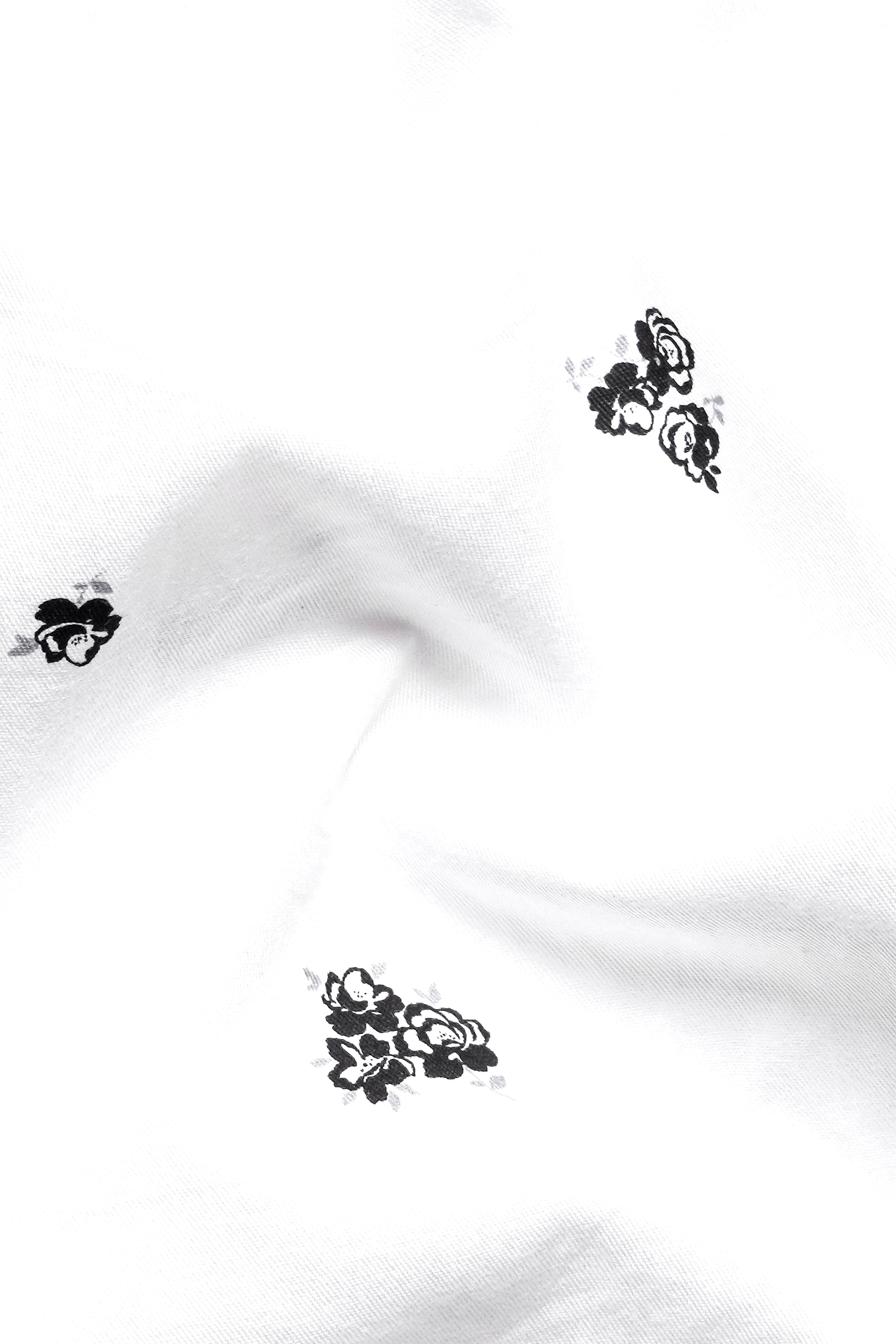 Bright White Floral Twill Premium Cotton Shirt