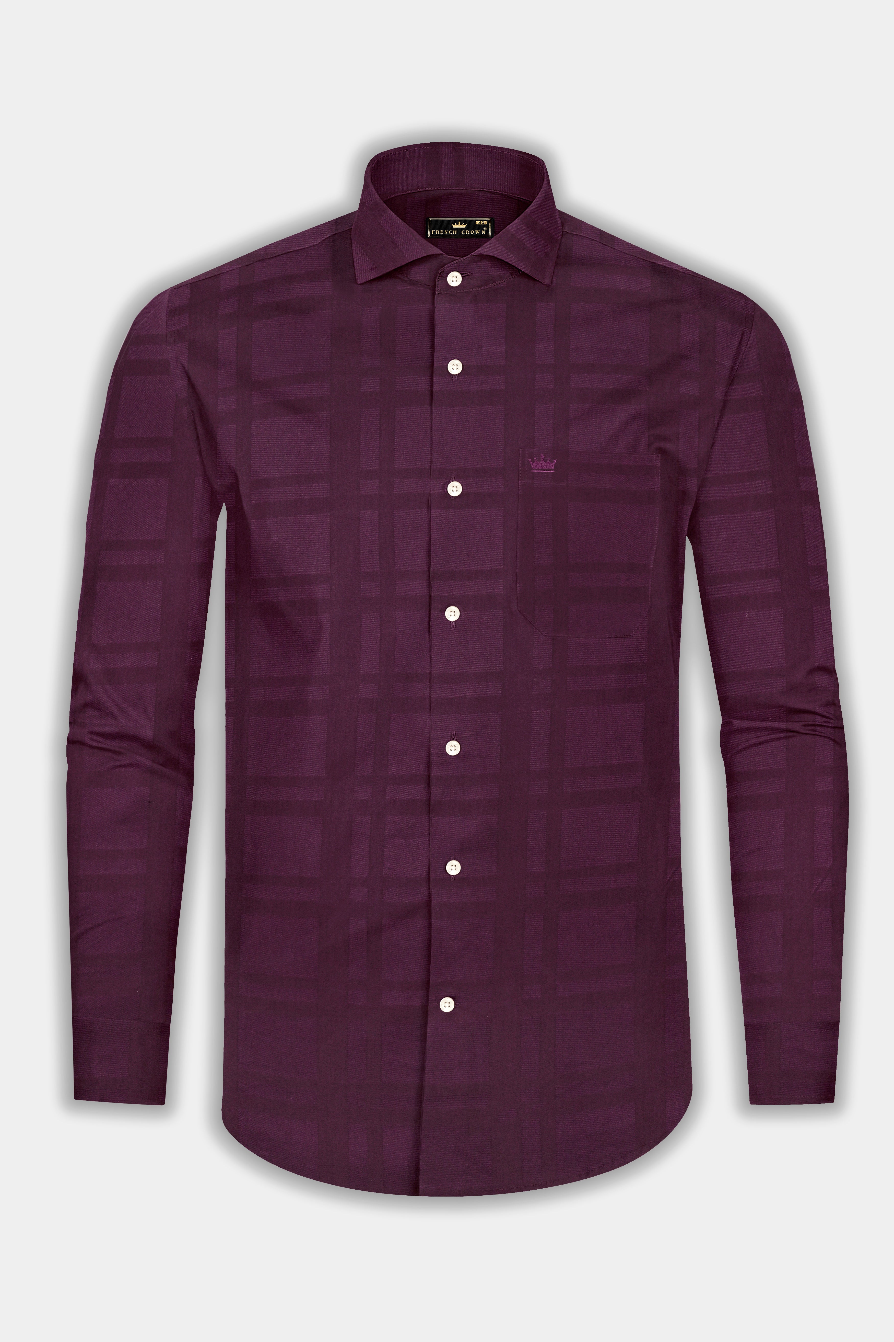 Temptress subtle Plaid Dobby Textured Premium Giza Cotton Shirt