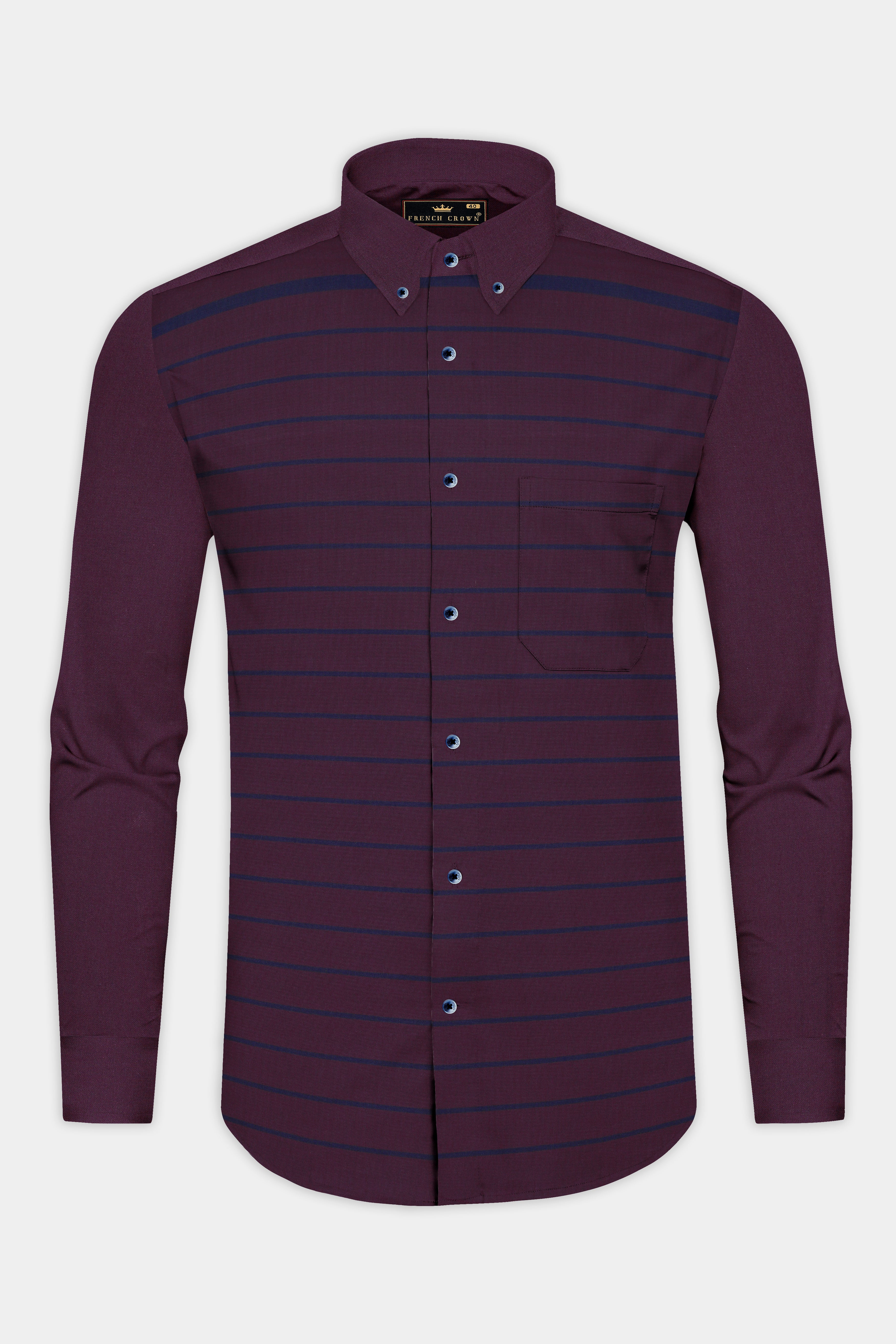 Wine Berry Striped Royal Oxford Shirt