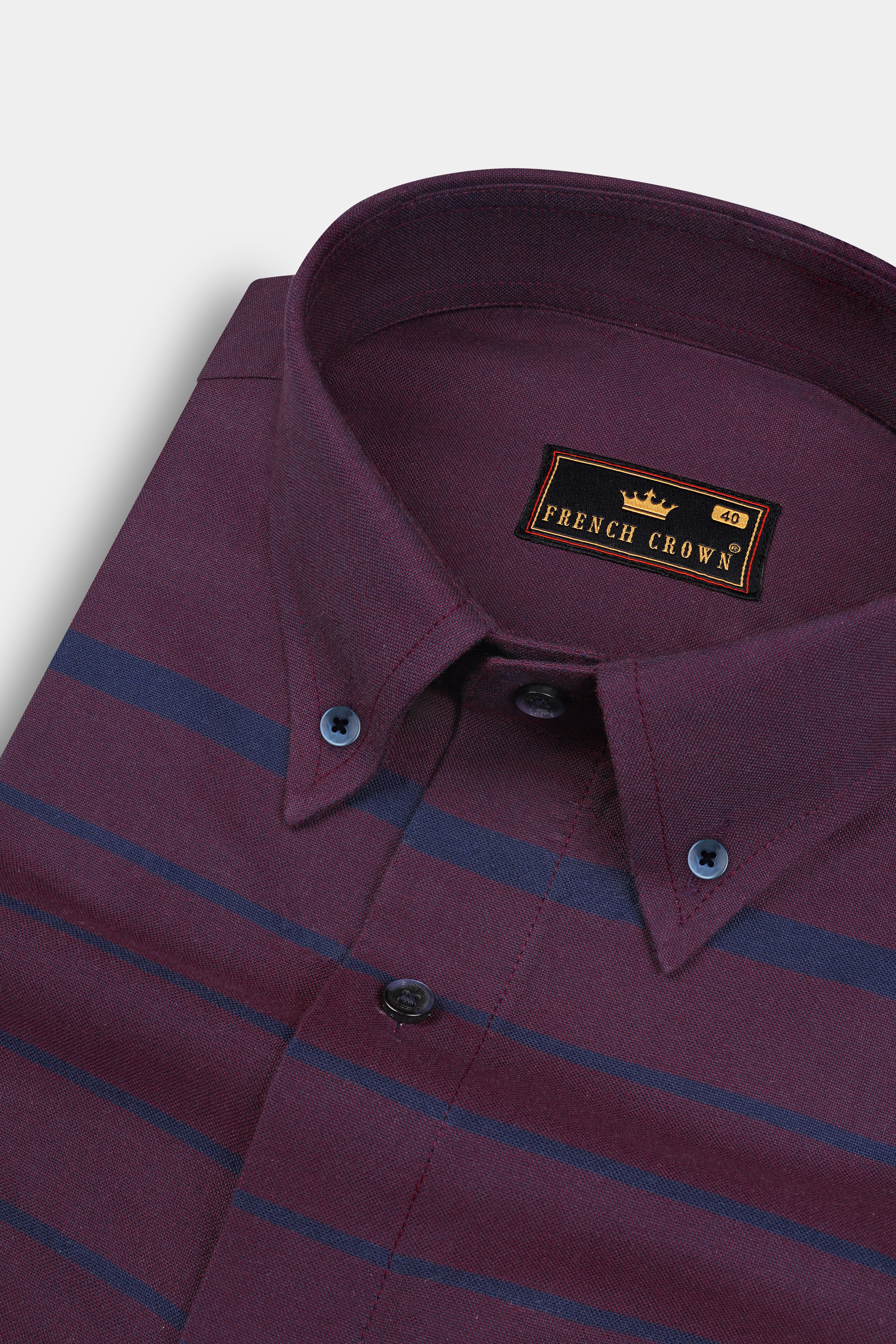 Wine Berry Striped Royal Oxford Shirt