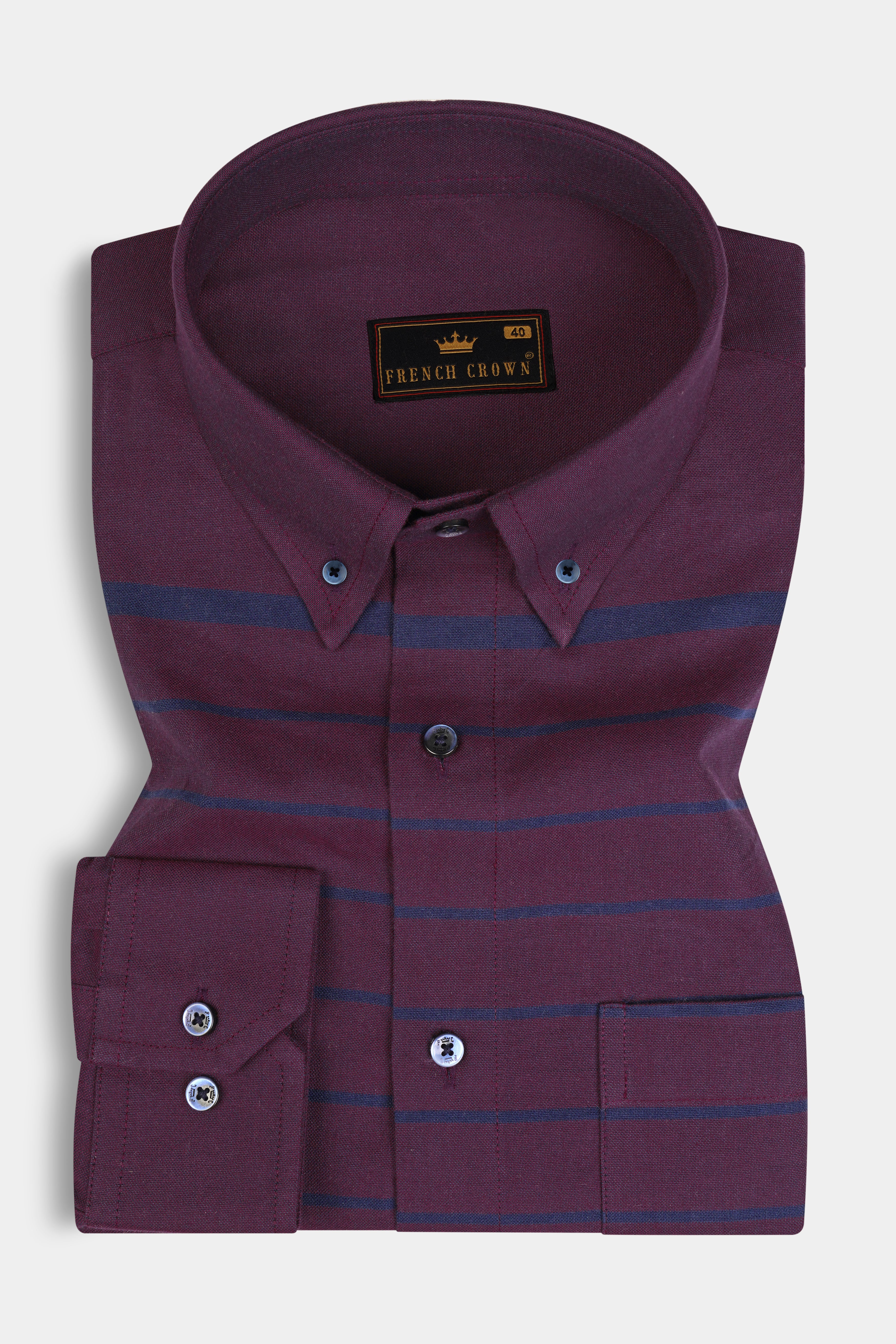 Wine Berry Striped Royal Oxford Shirt