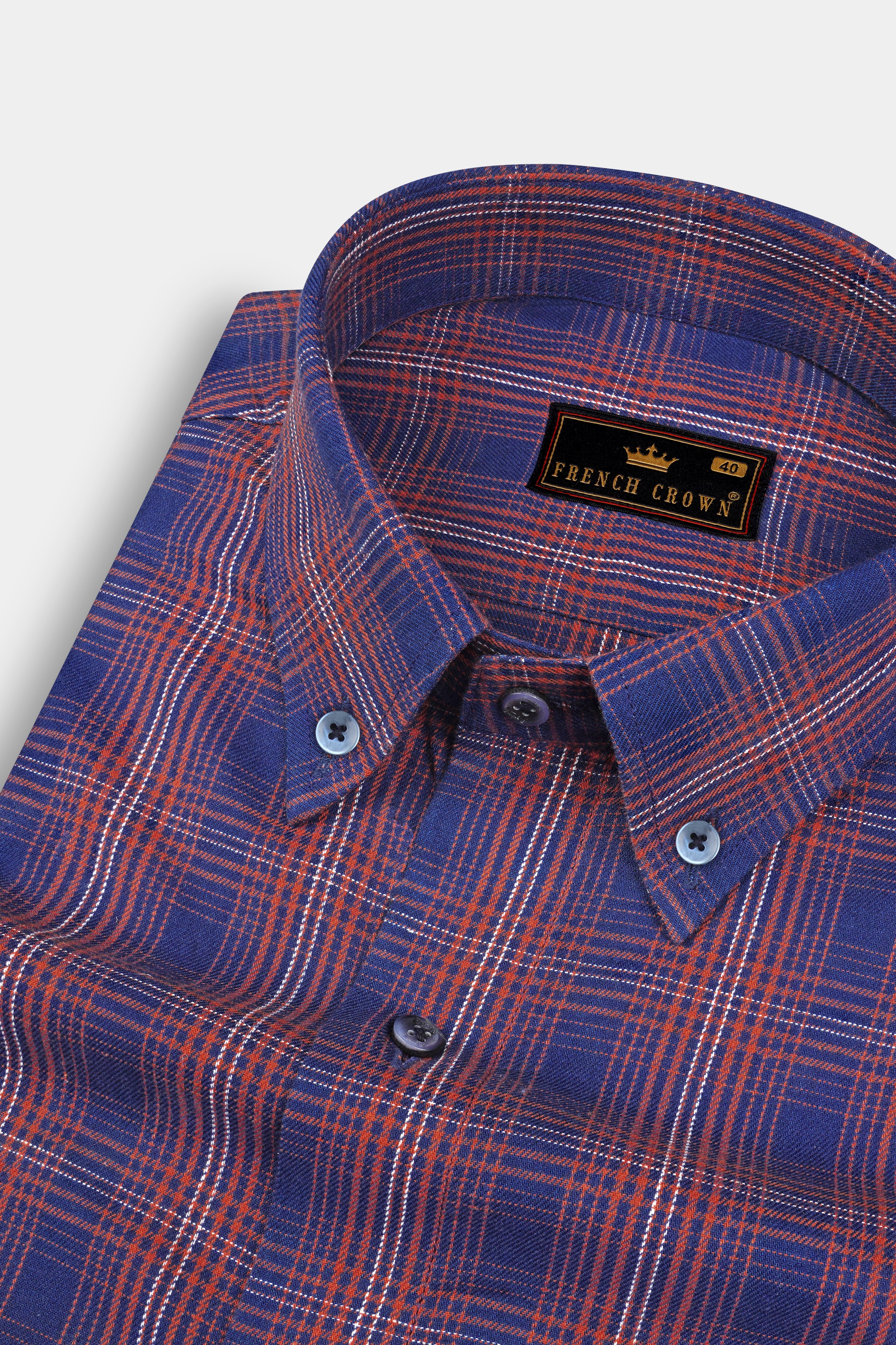 Mulled Blue Twill Plaid Premium Cotton Shirt