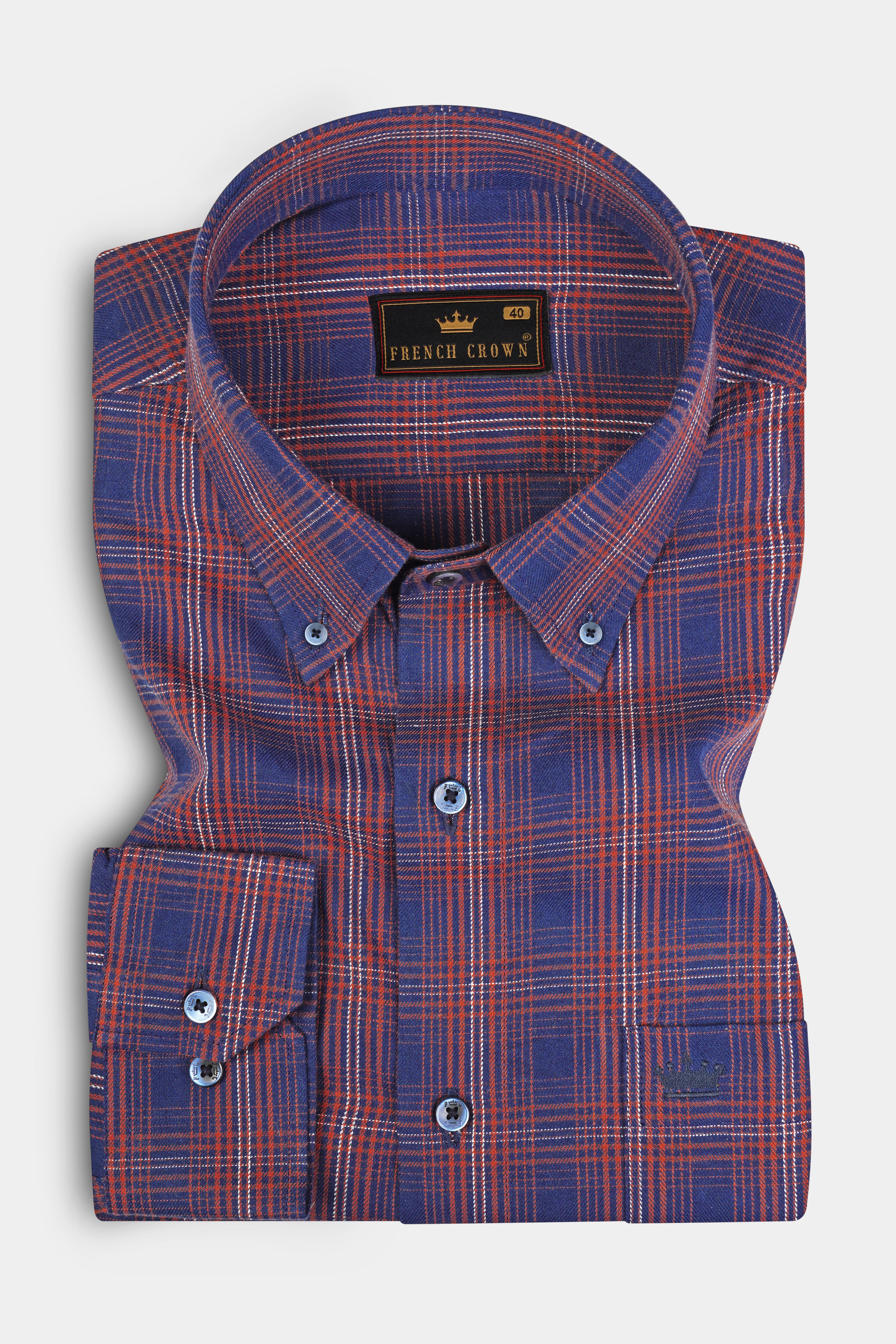 Mulled Blue Twill Plaid Premium Cotton Shirt