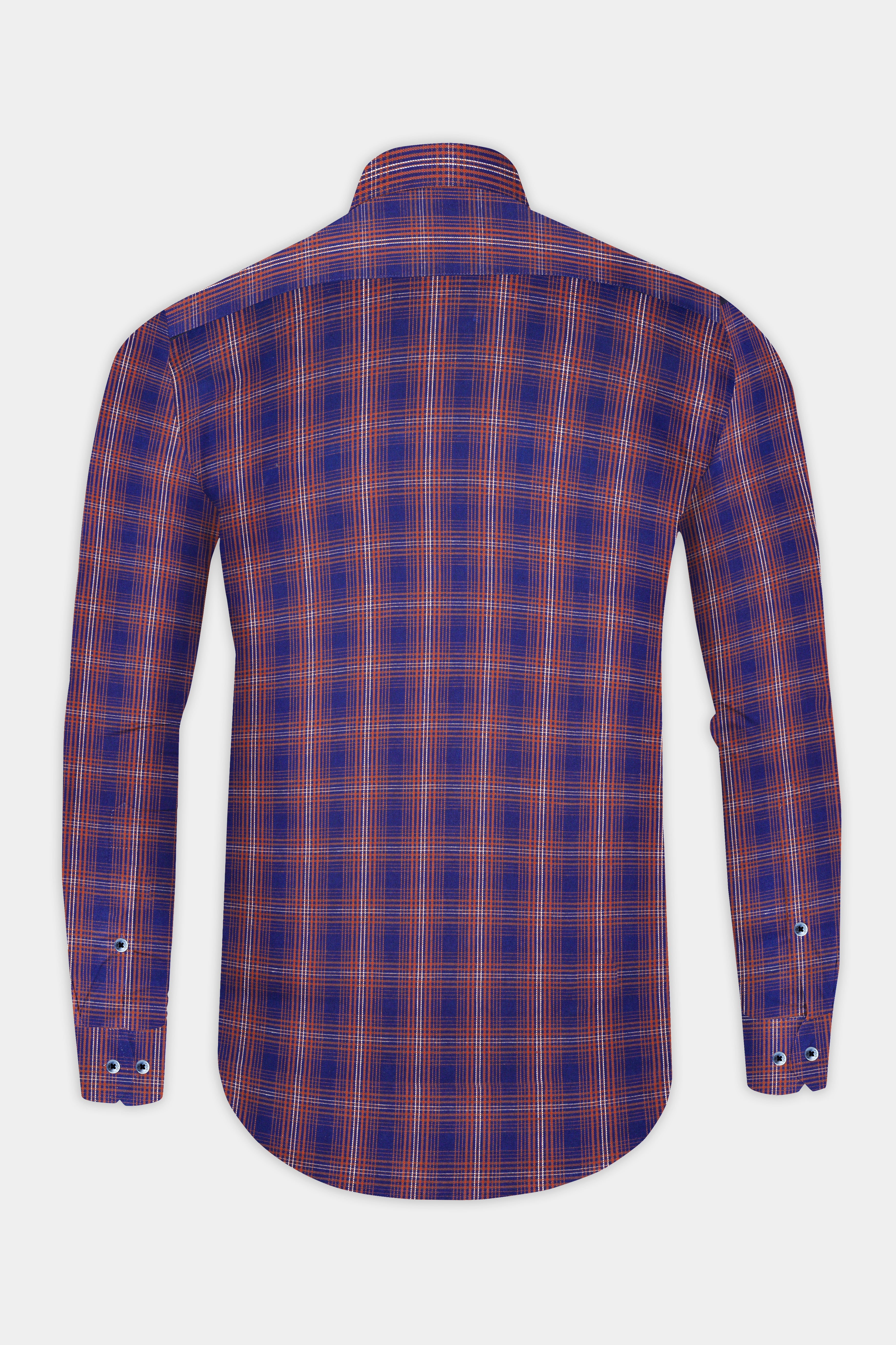 Mulled Blue Twill Plaid Premium Cotton Shirt