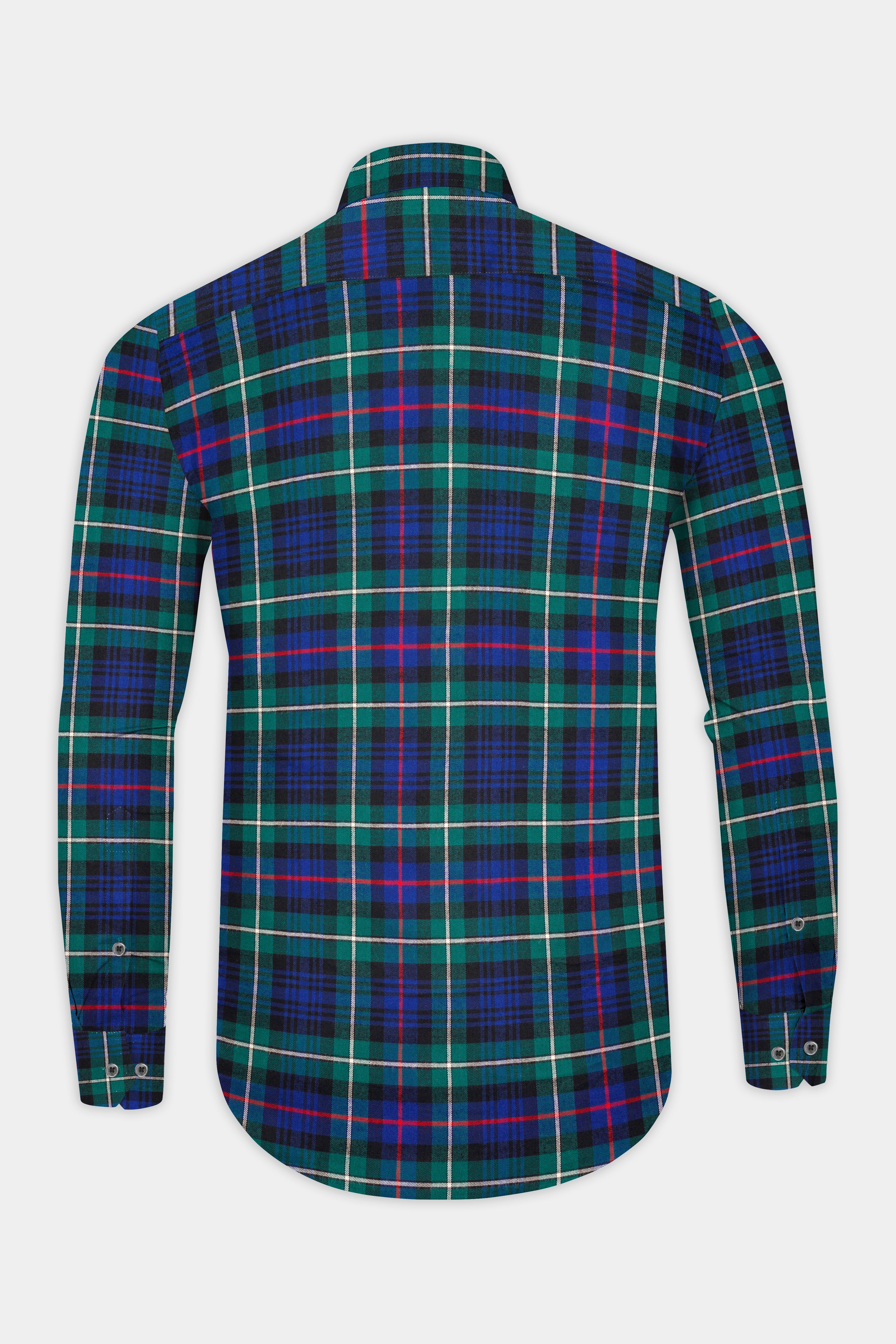 Eucalyptus Green with Chambray Blue Twill Plaid Premium Cotton Shirt