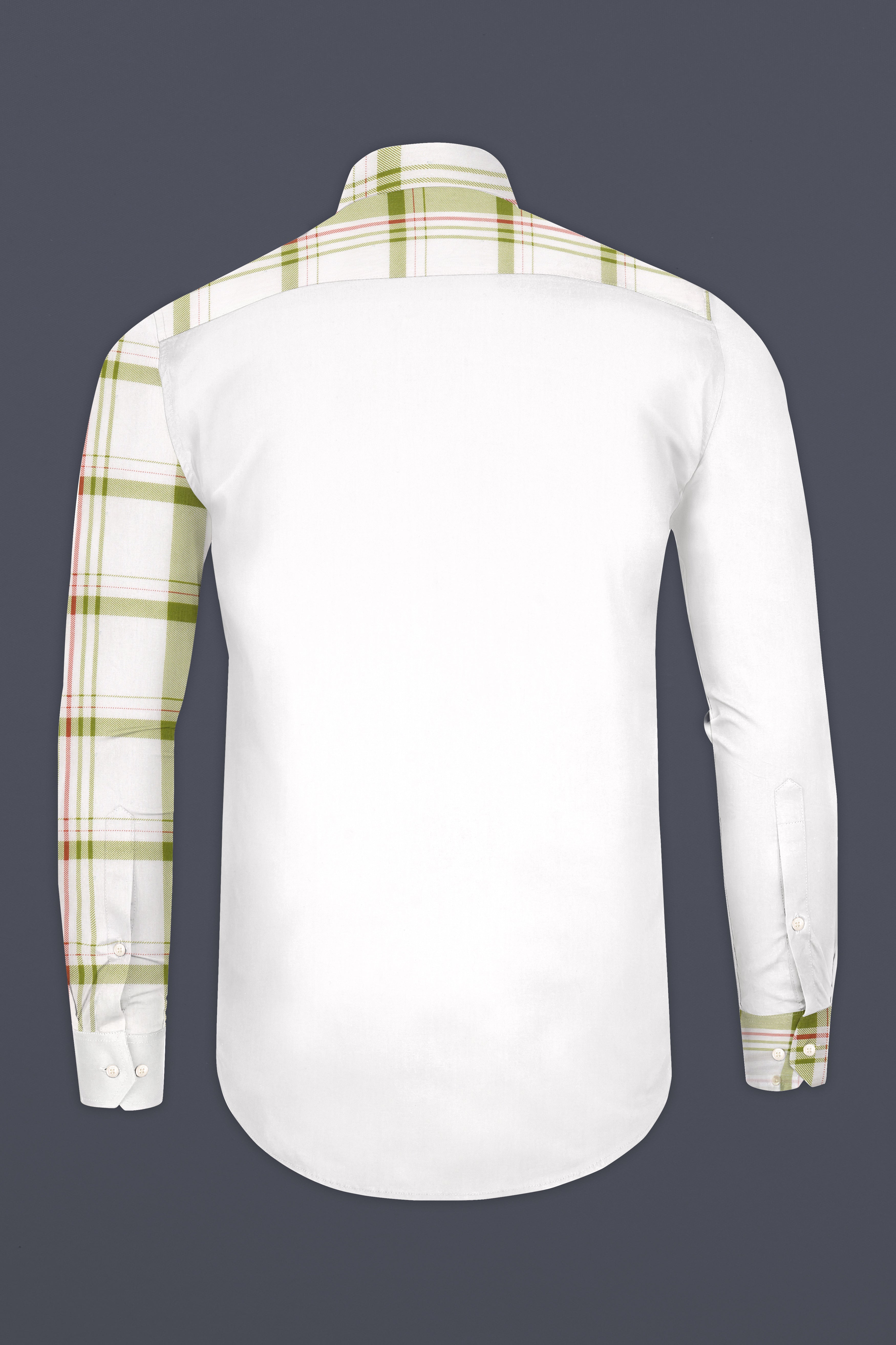 Half White Half Checkered Super Soft Premium Cotton Designer Shirt