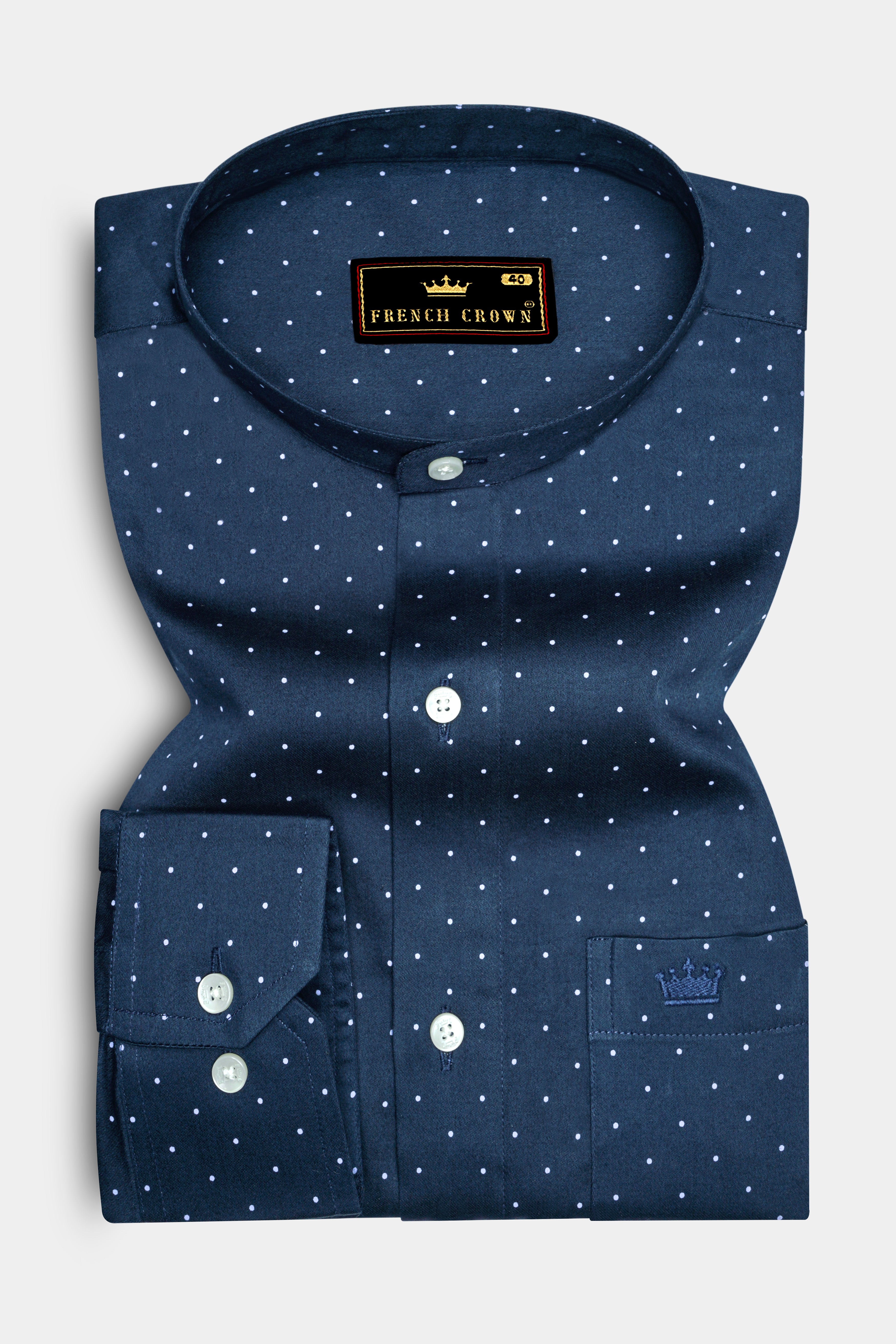 Ebony Clay Blue Polka Dots Super Soft Premium Cotton Shirt