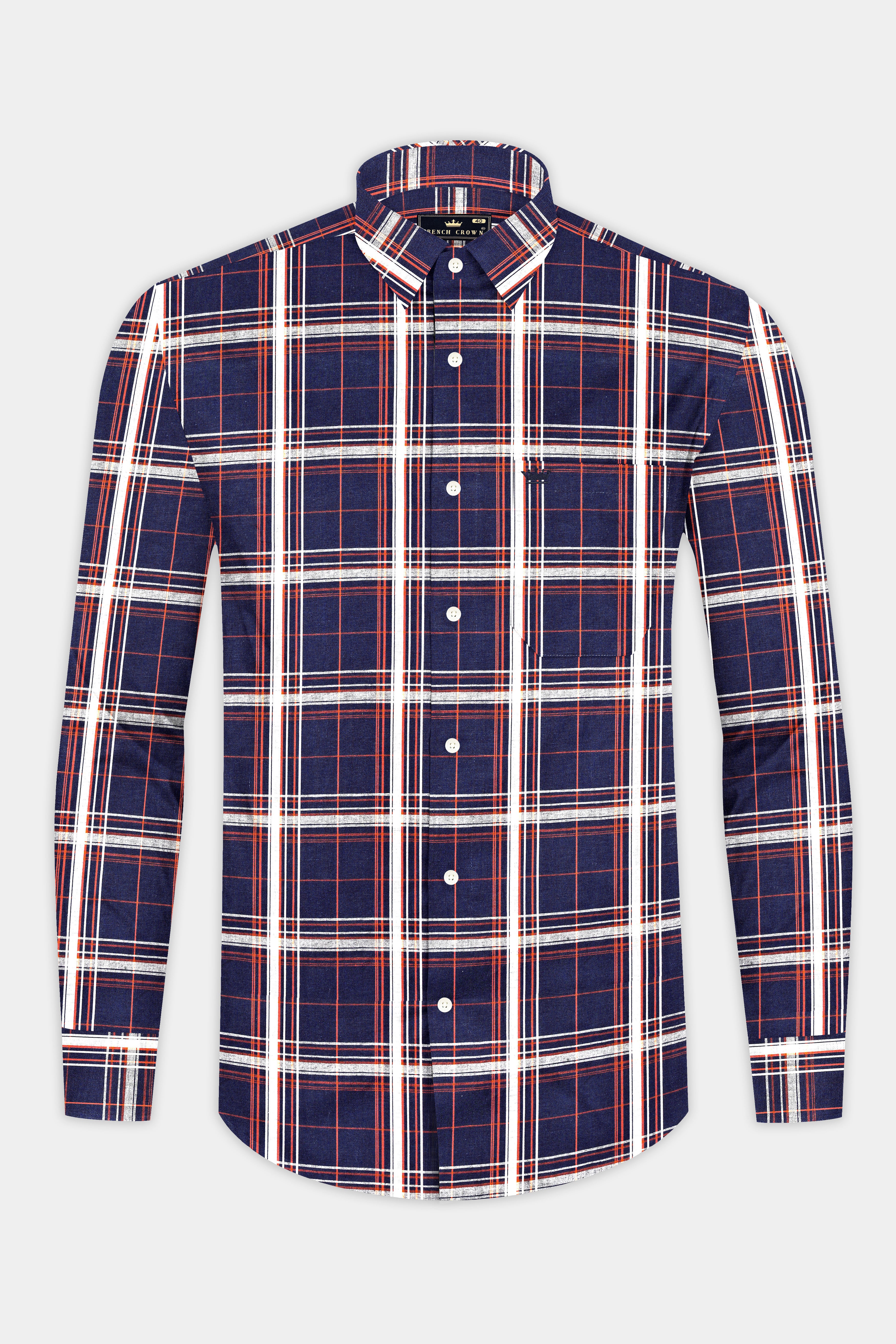 Ebony Blue Plaid Premium Cotton Shirt