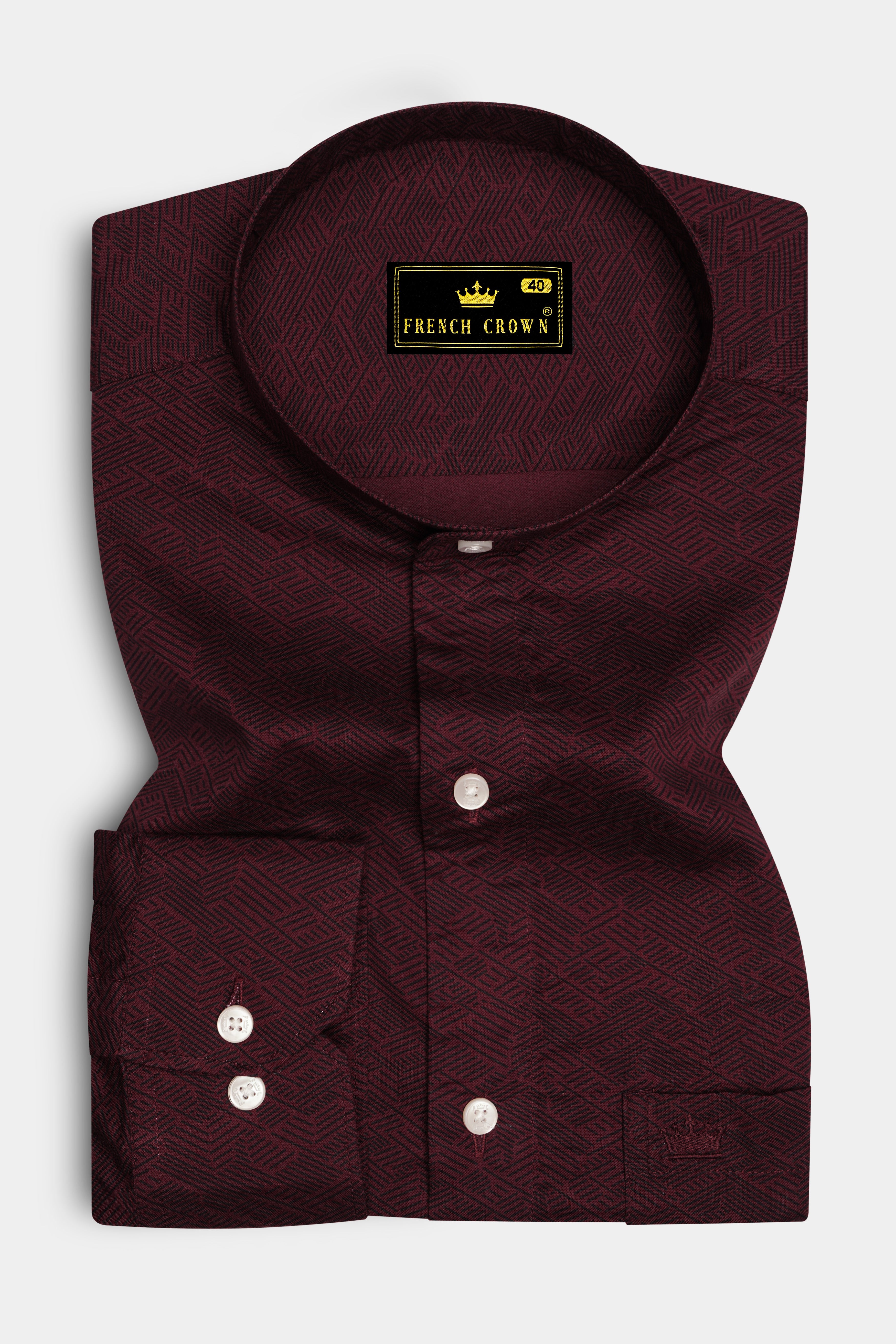 Wine Berry Printed Premium Cotton Shirt