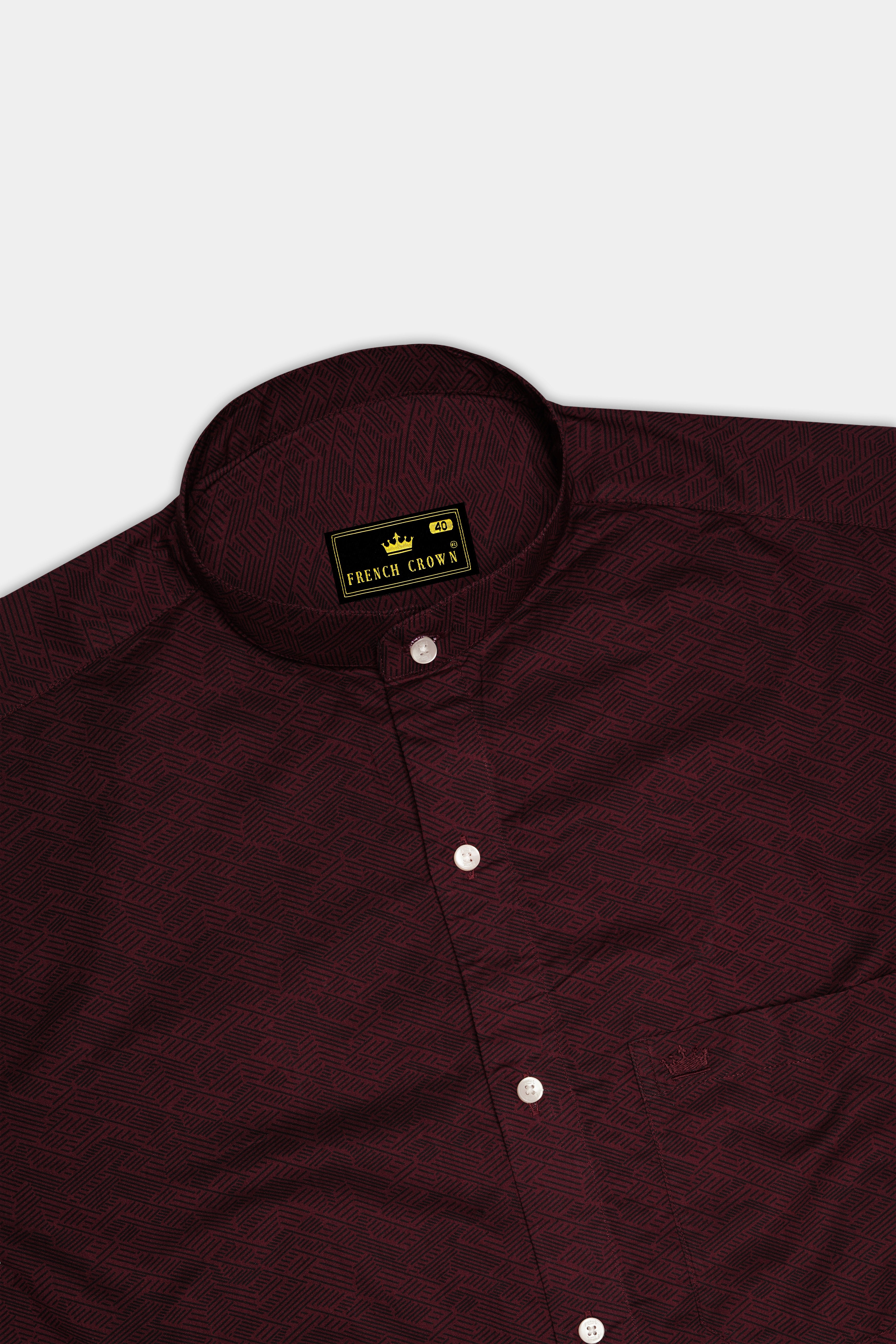 Wine Berry Printed Premium Cotton Shirt