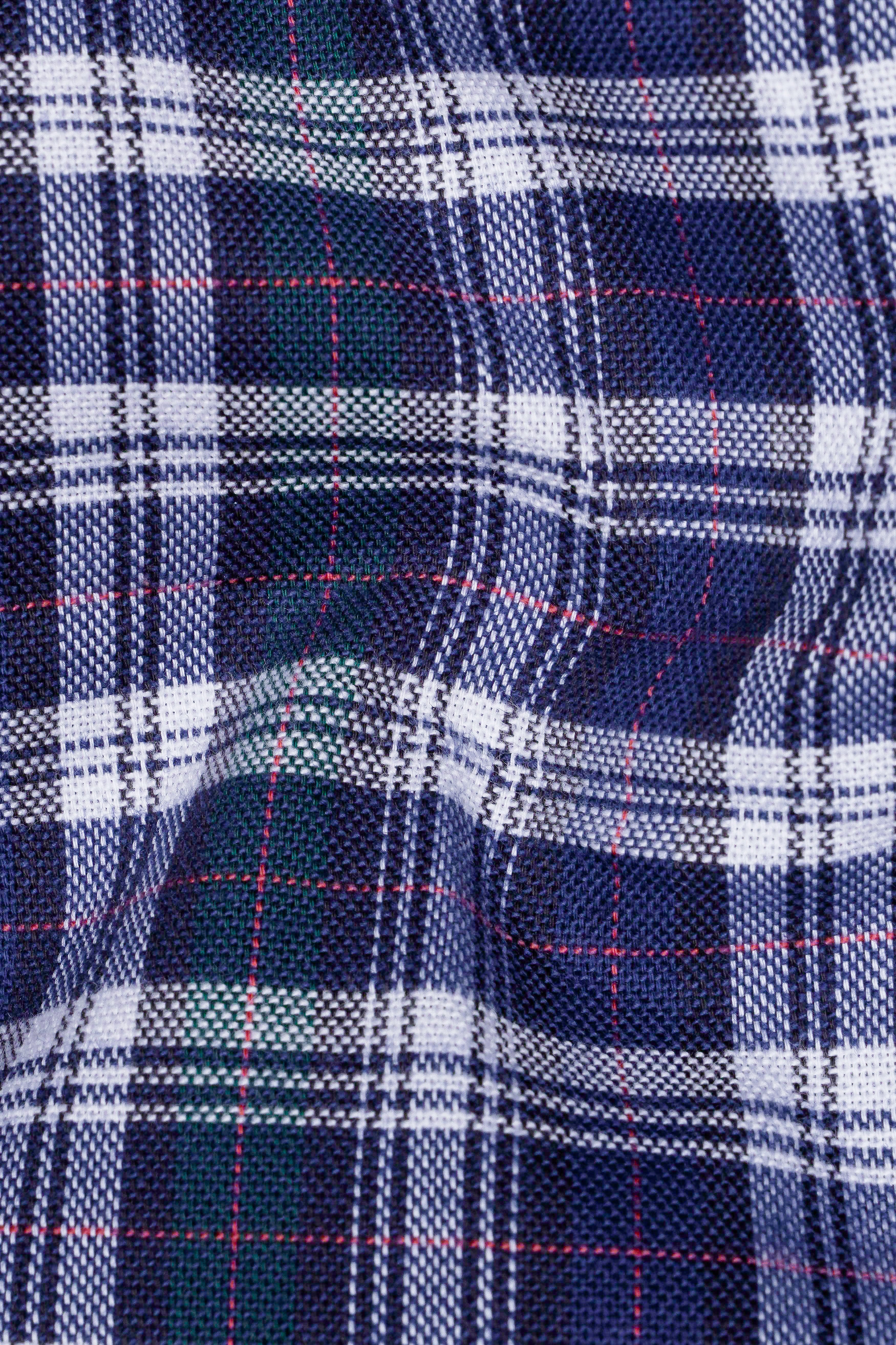 Twilight Blue with Sea Turtle Green Plaid Royal Oxford Shirt