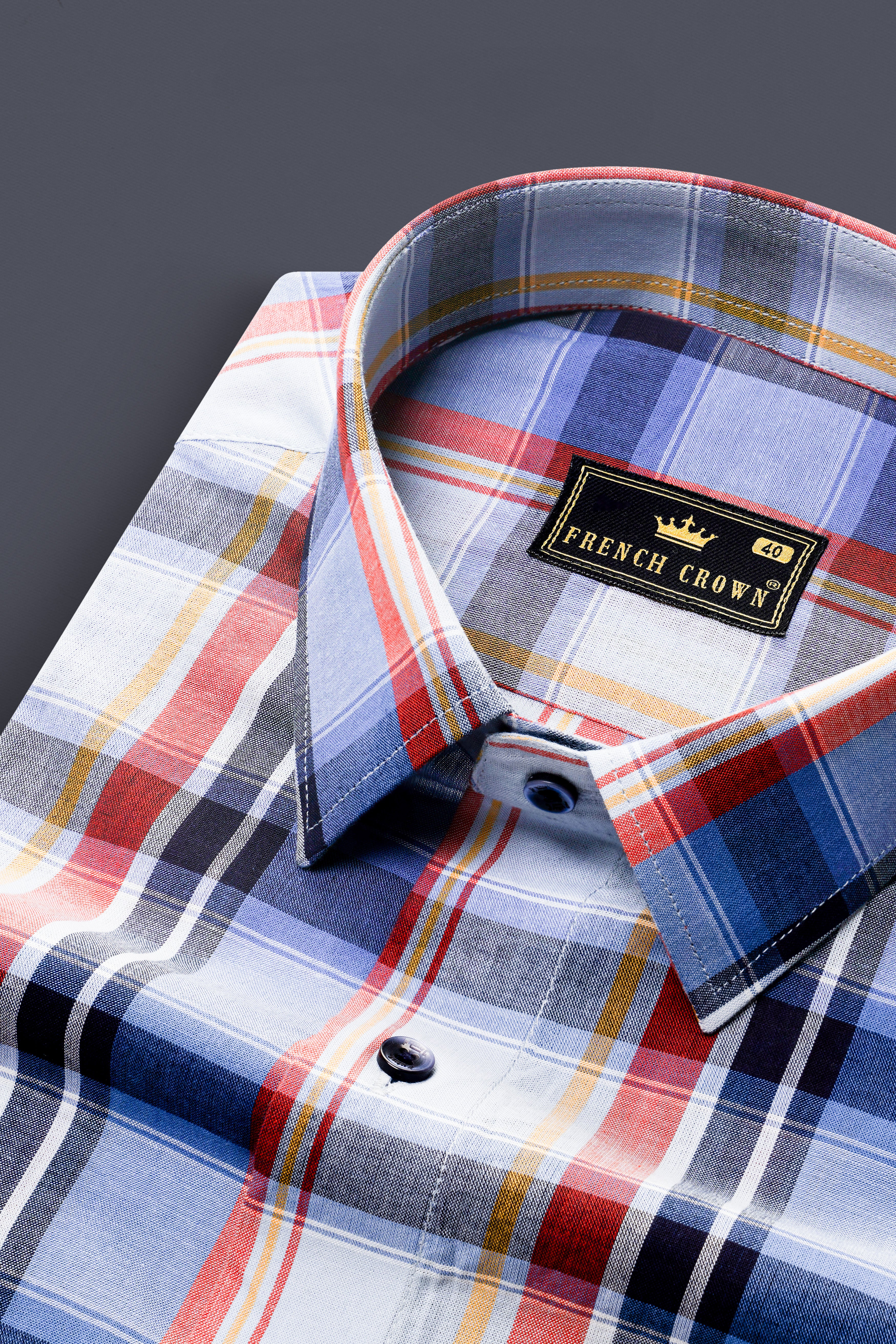 Venus Gray and Moonstone Blue Multicolor Plaid Premium Cotton Shirt