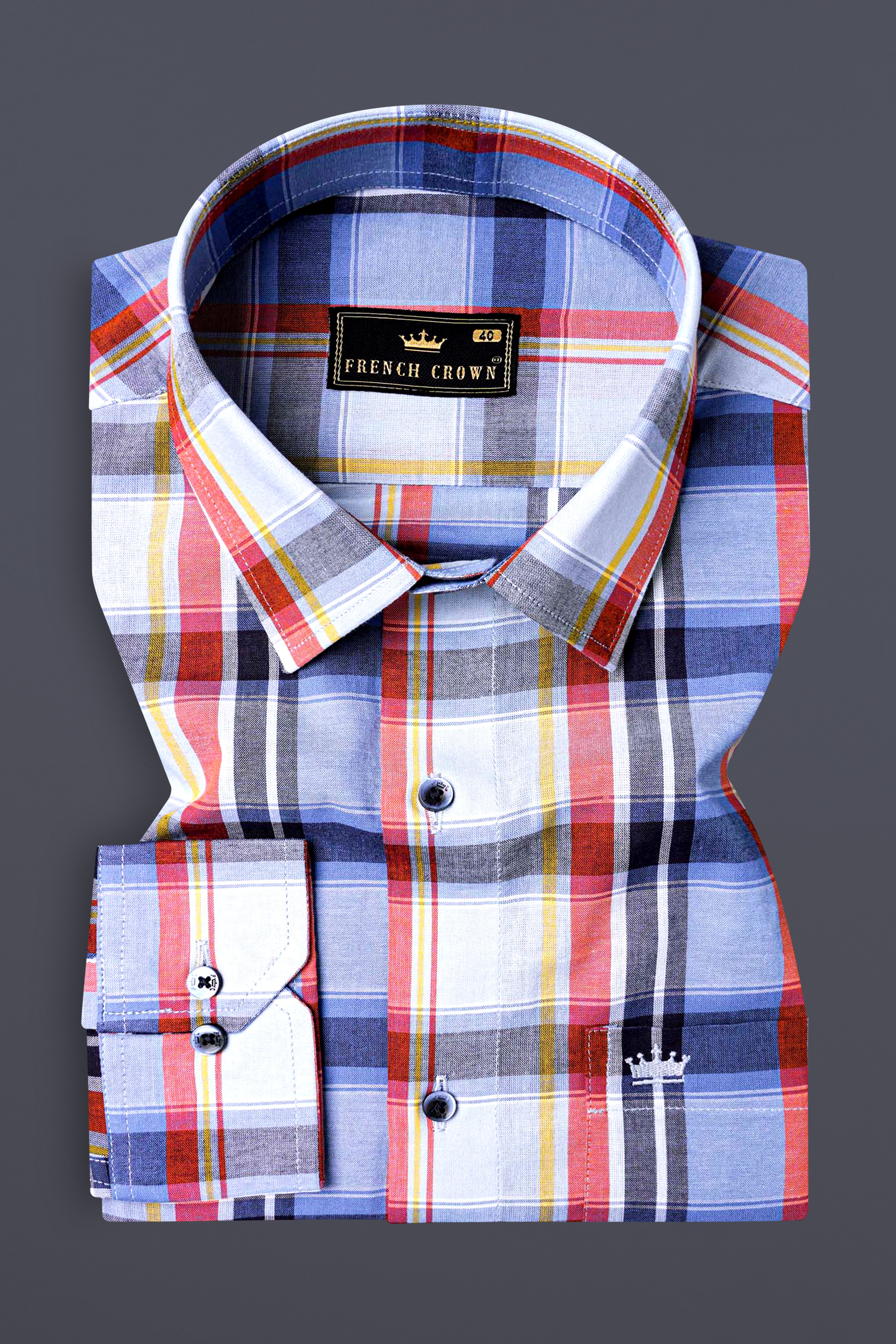 Venus Gray and Moonstone Blue Multicolor Plaid Premium Cotton Shirt