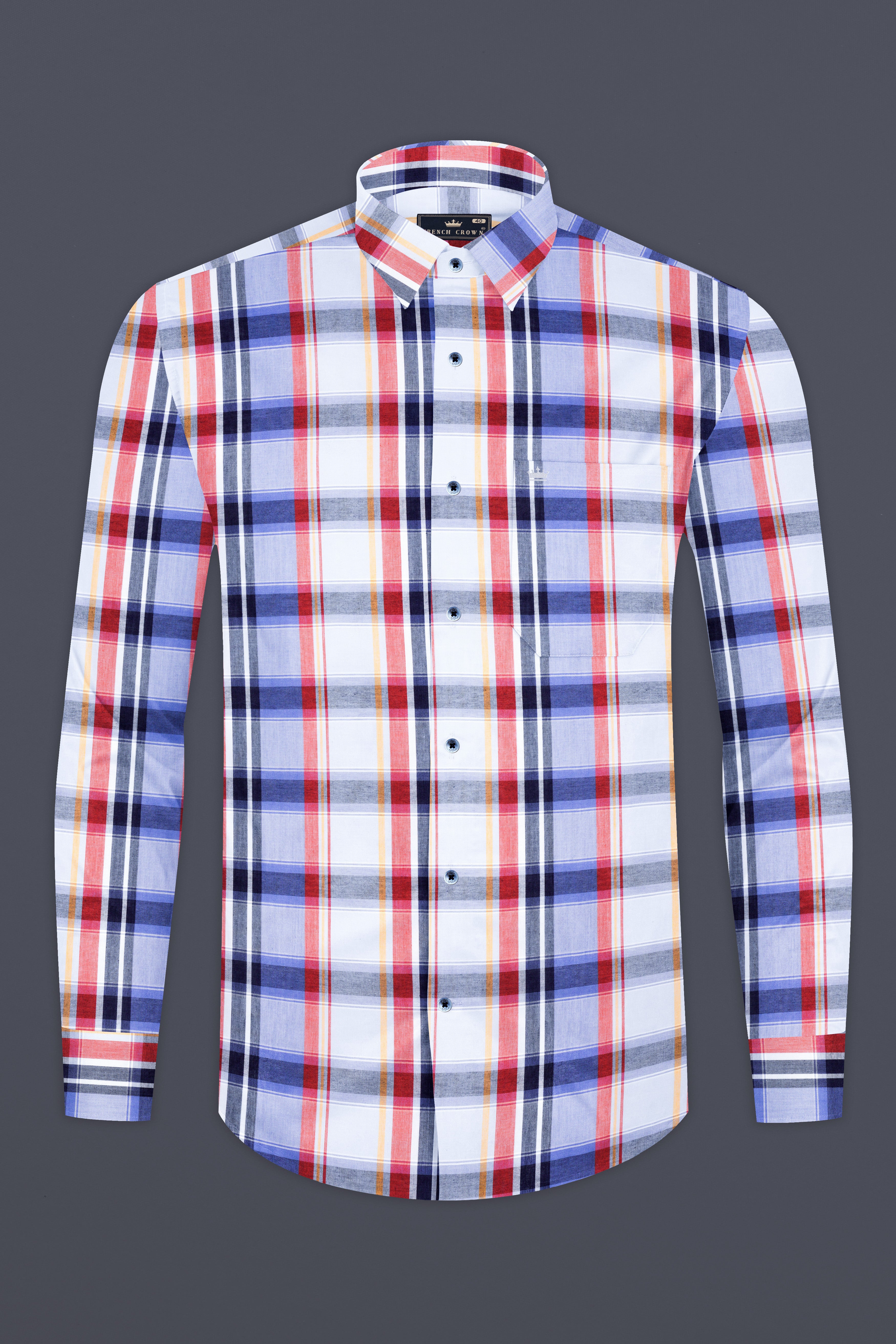 Venus Gray and Moonstone Blue Multicolor Plaid Premium Cotton Shirt