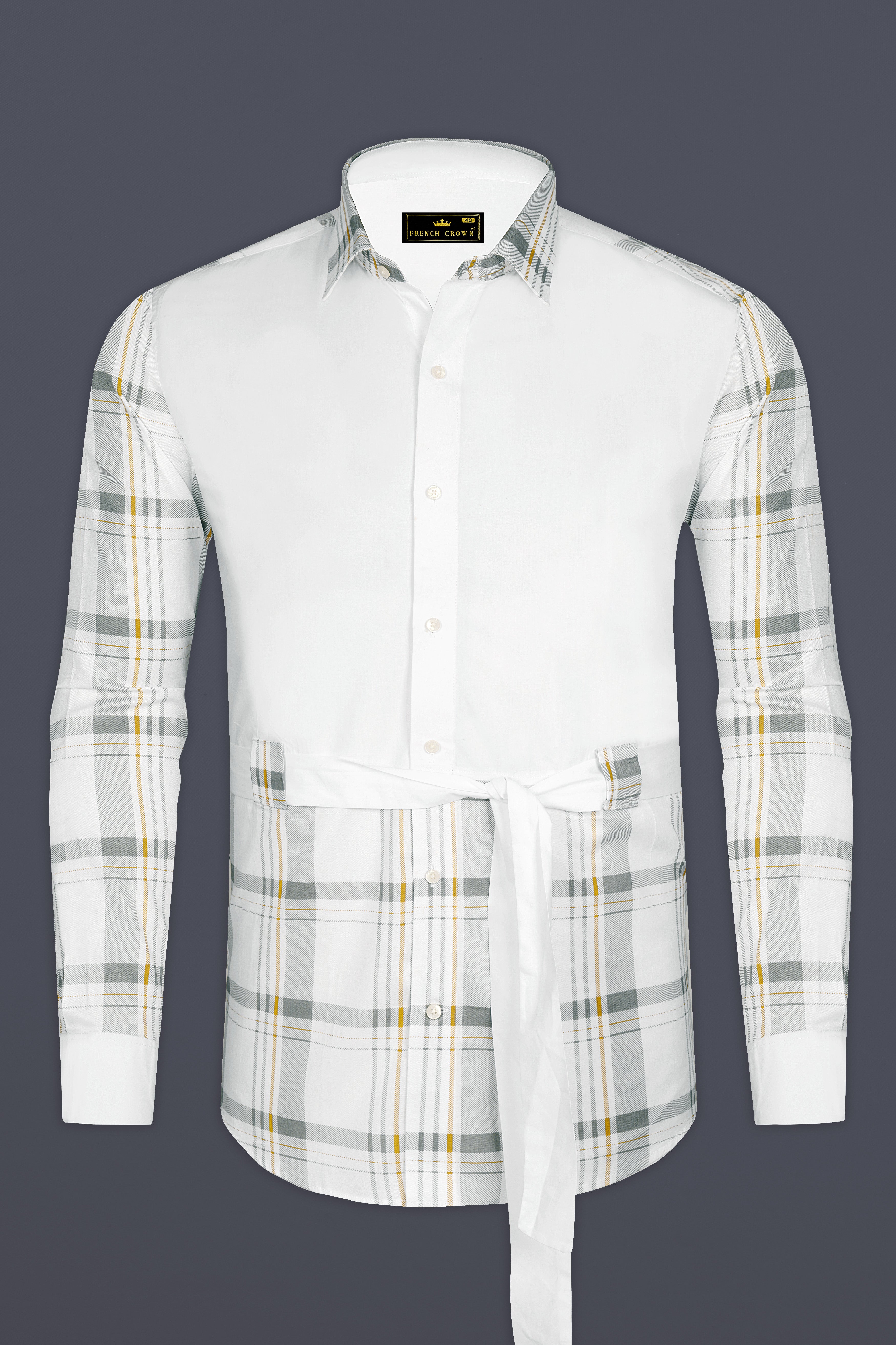 Bright White Plaid Premium Cotton Designer Shirt