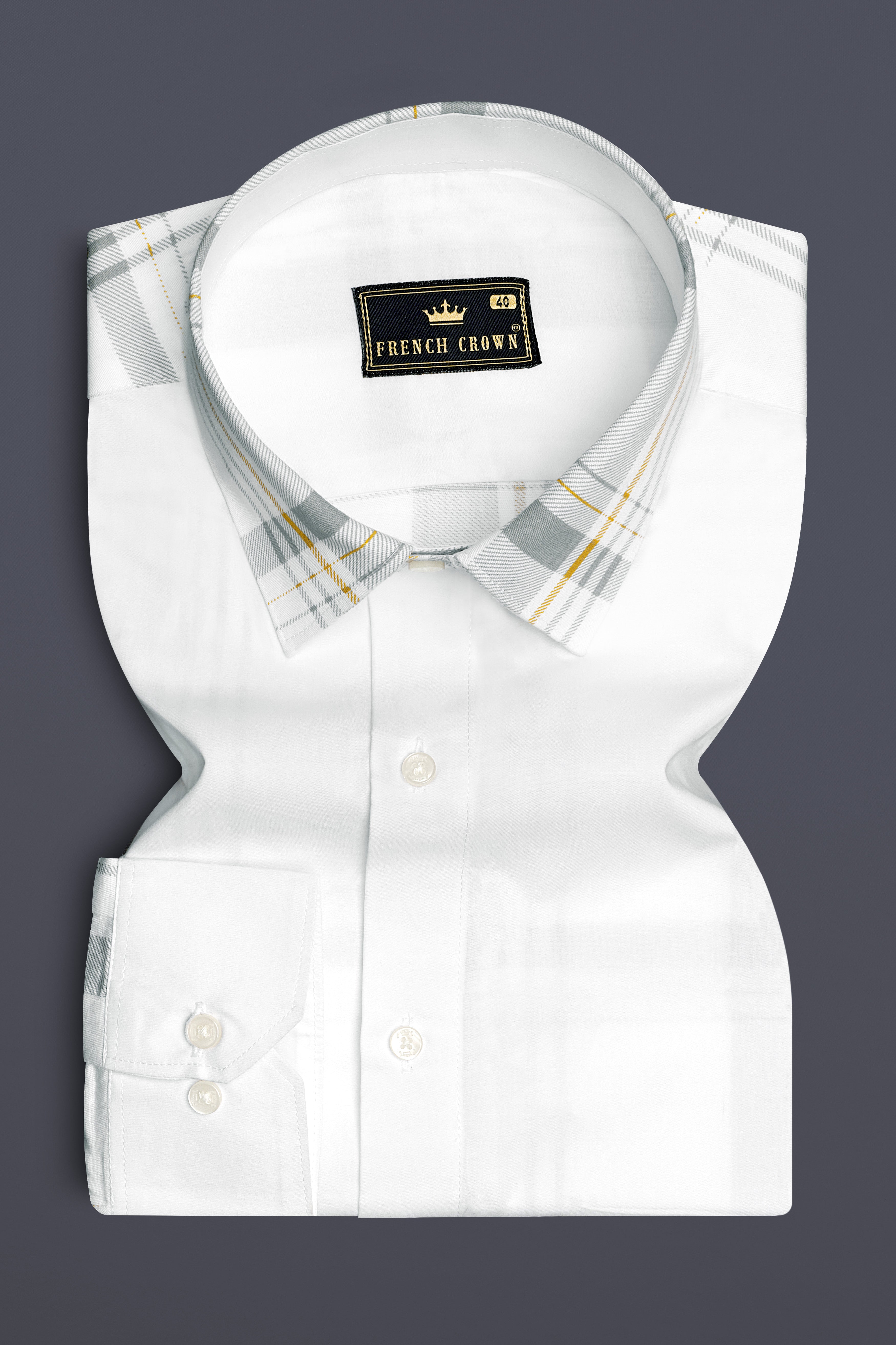 Bright White Plaid Premium Cotton Designer Shirt