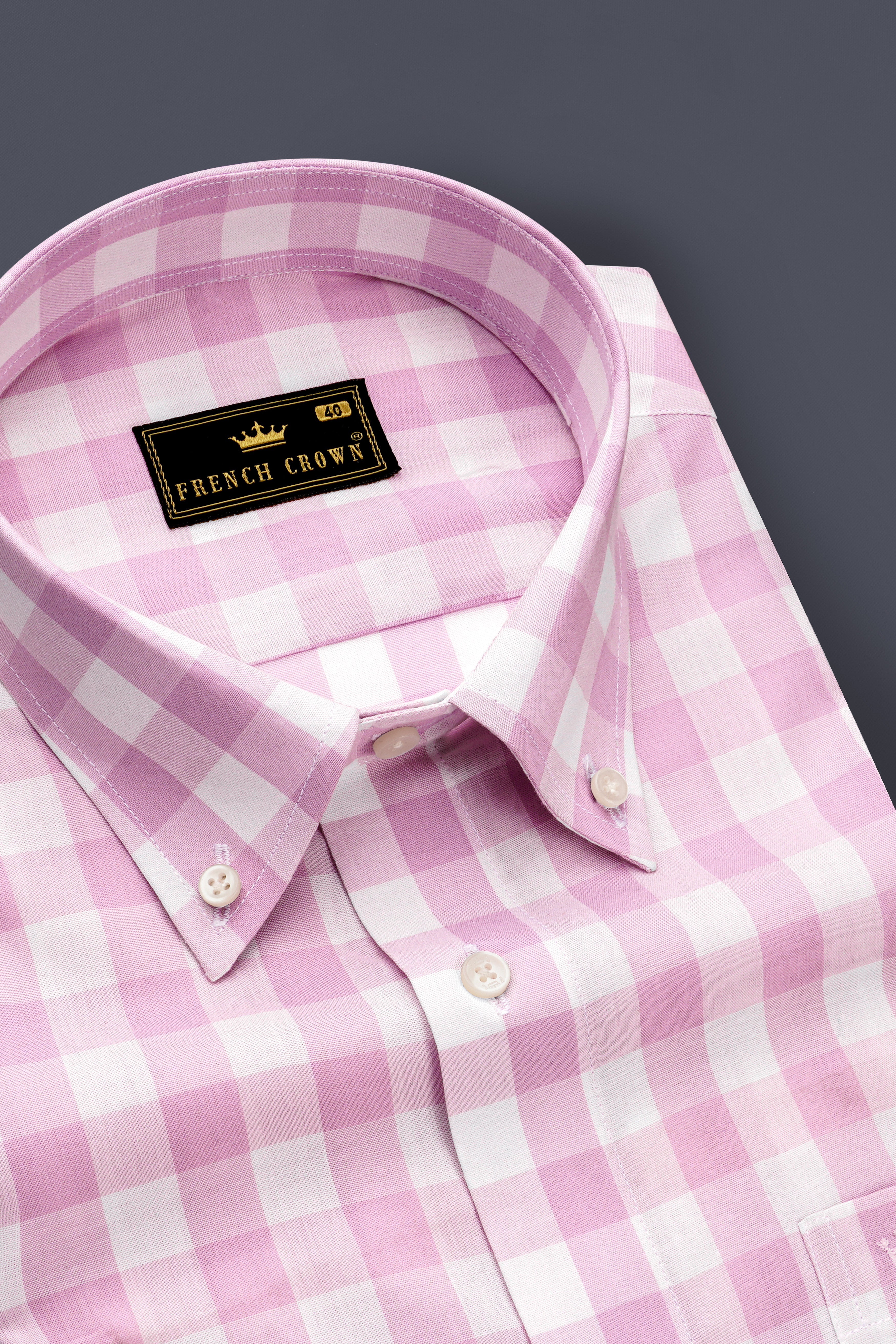 Melanie Pink and White Checkered Premium Cotton Shirt