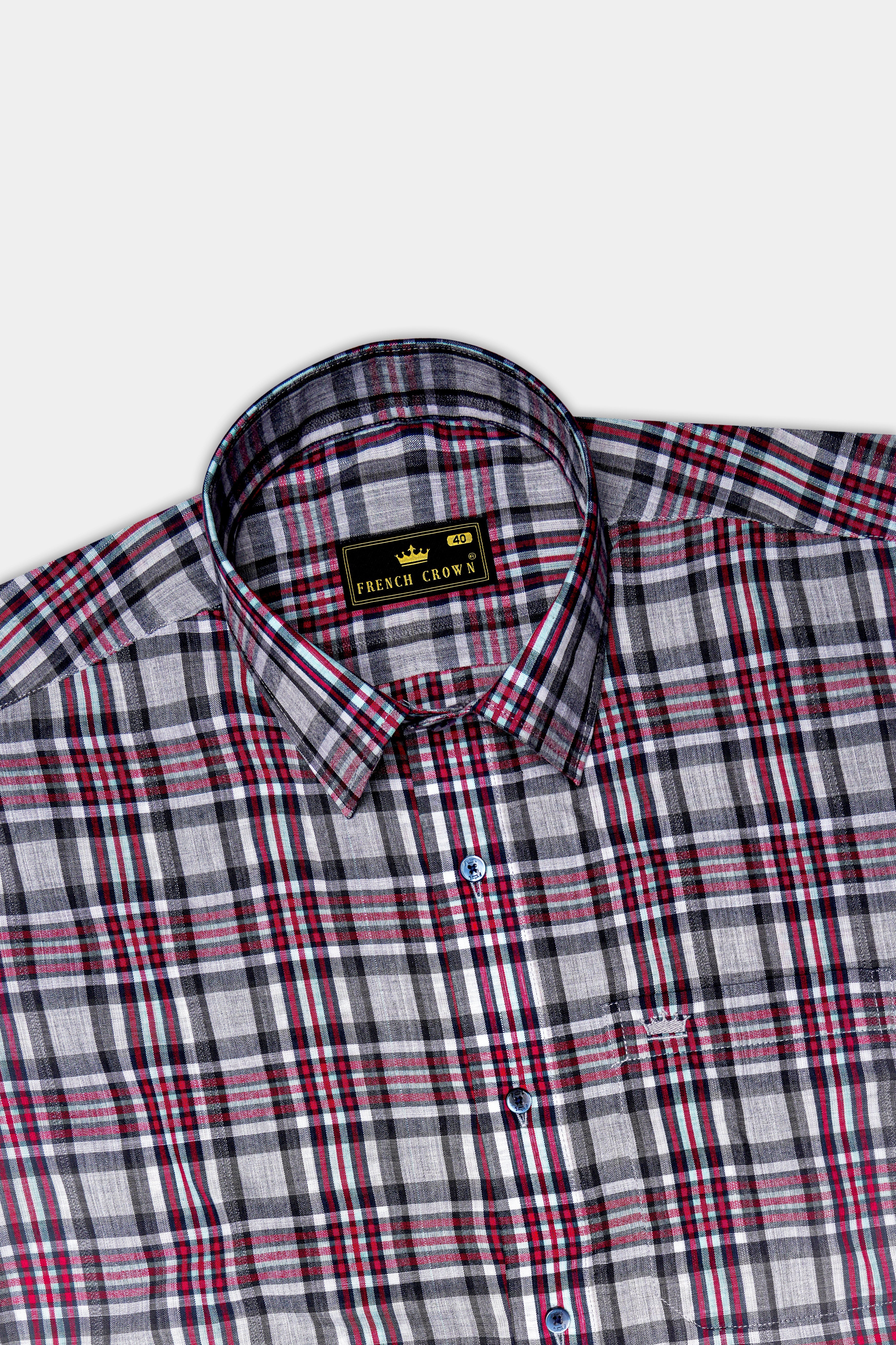 Shiraz Red with Fedora Gray Plaid Premium Cotton Shirt