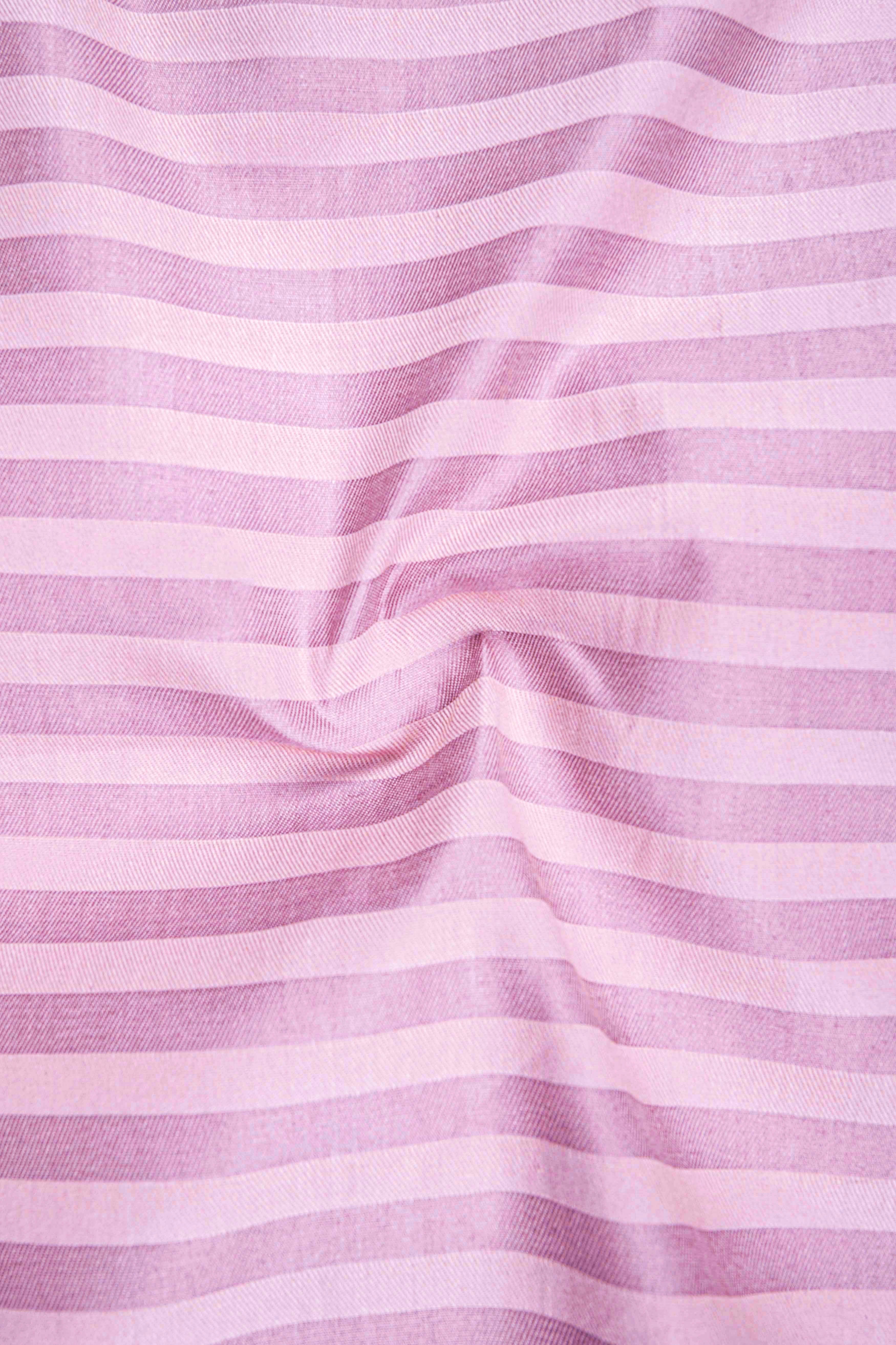 Light Muave Pink Striped Dobby Textured Premium Giza Cotton Shirt