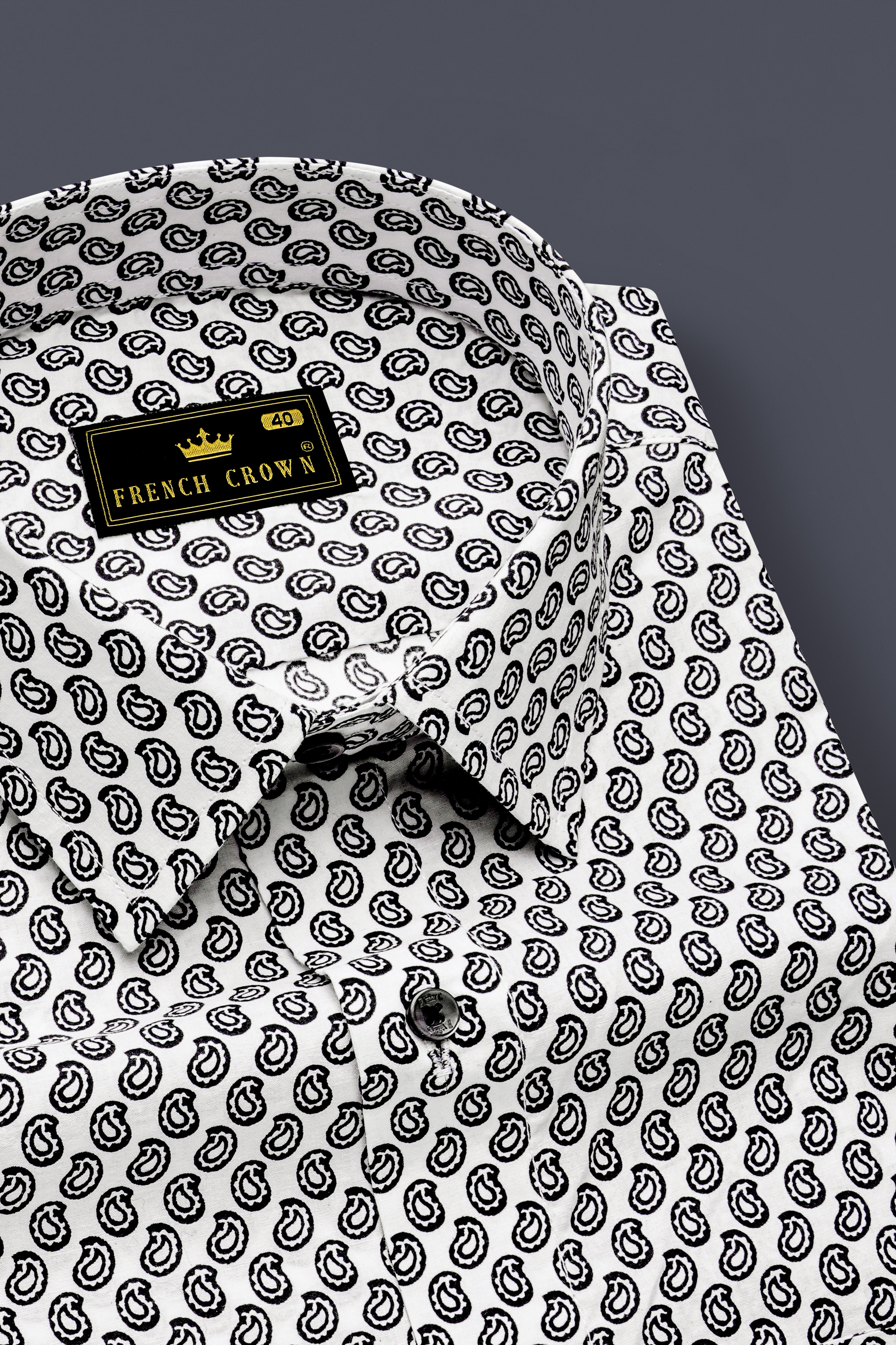 Jade Black Paisley Printed Premium Cotton Shirt