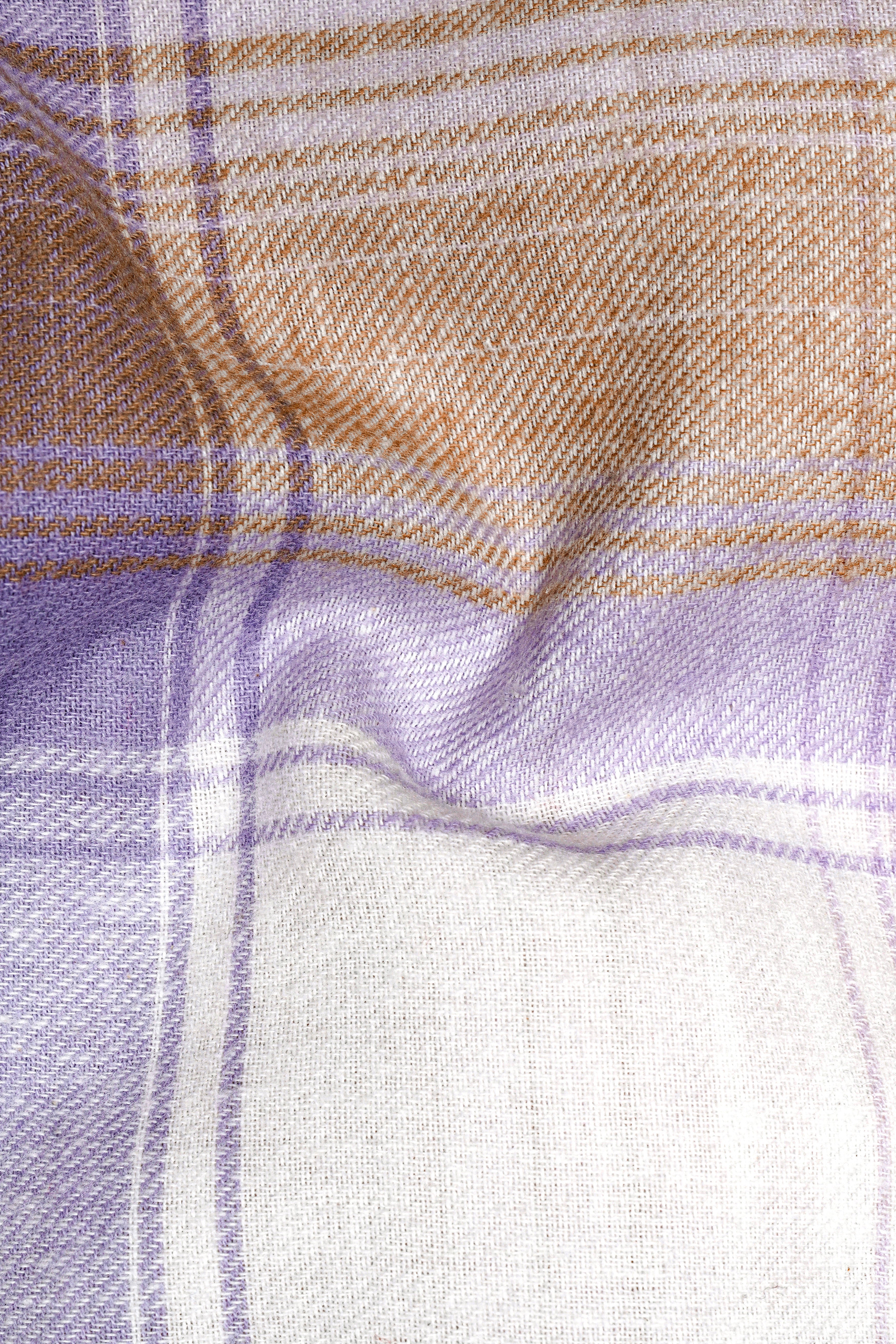 Off White and Vanilla Brown Plaid Flannel Shirt