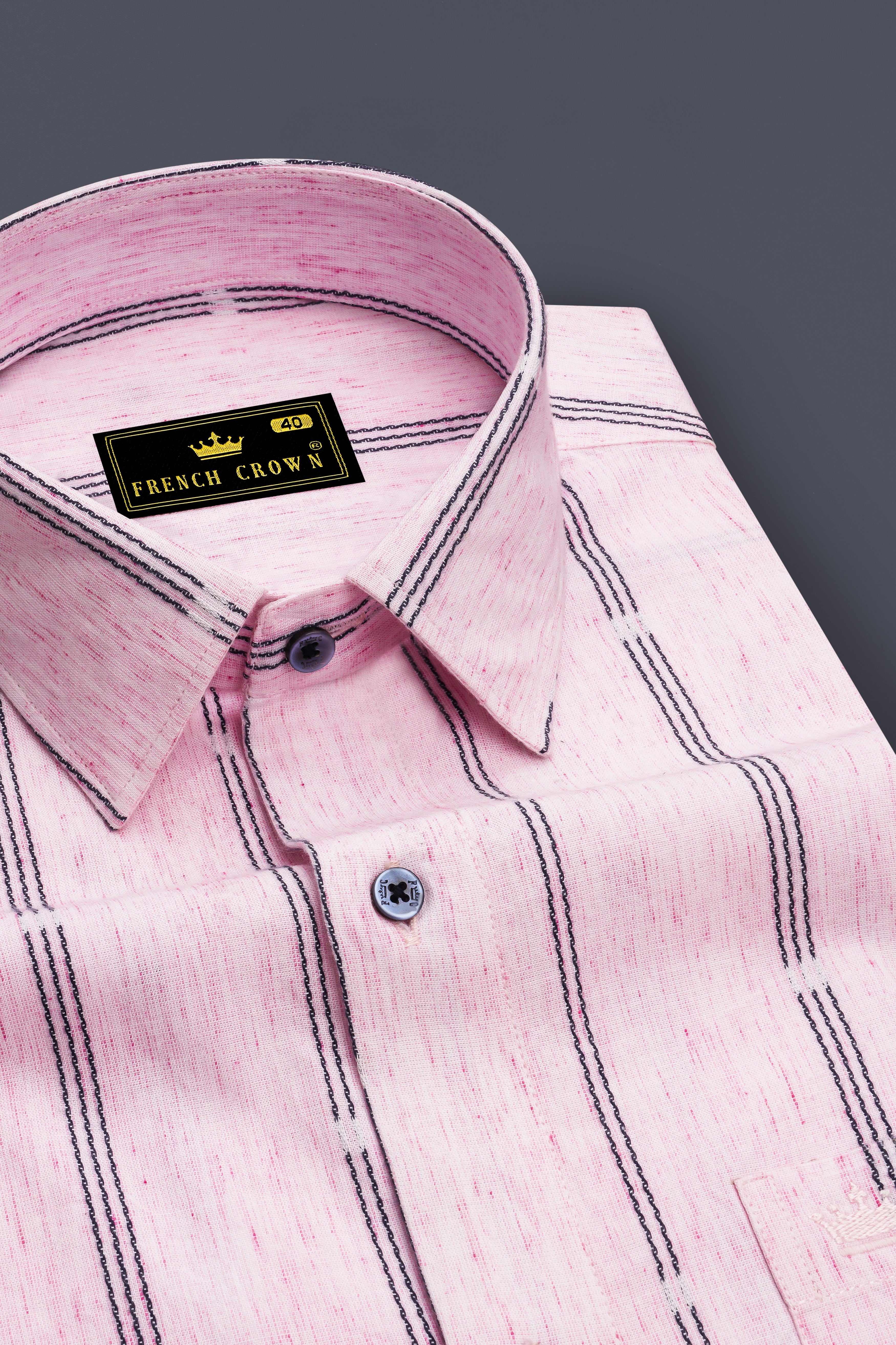 Twilight Pink Pinstriped Dobby Textured Premium Giza Cotton Shirt