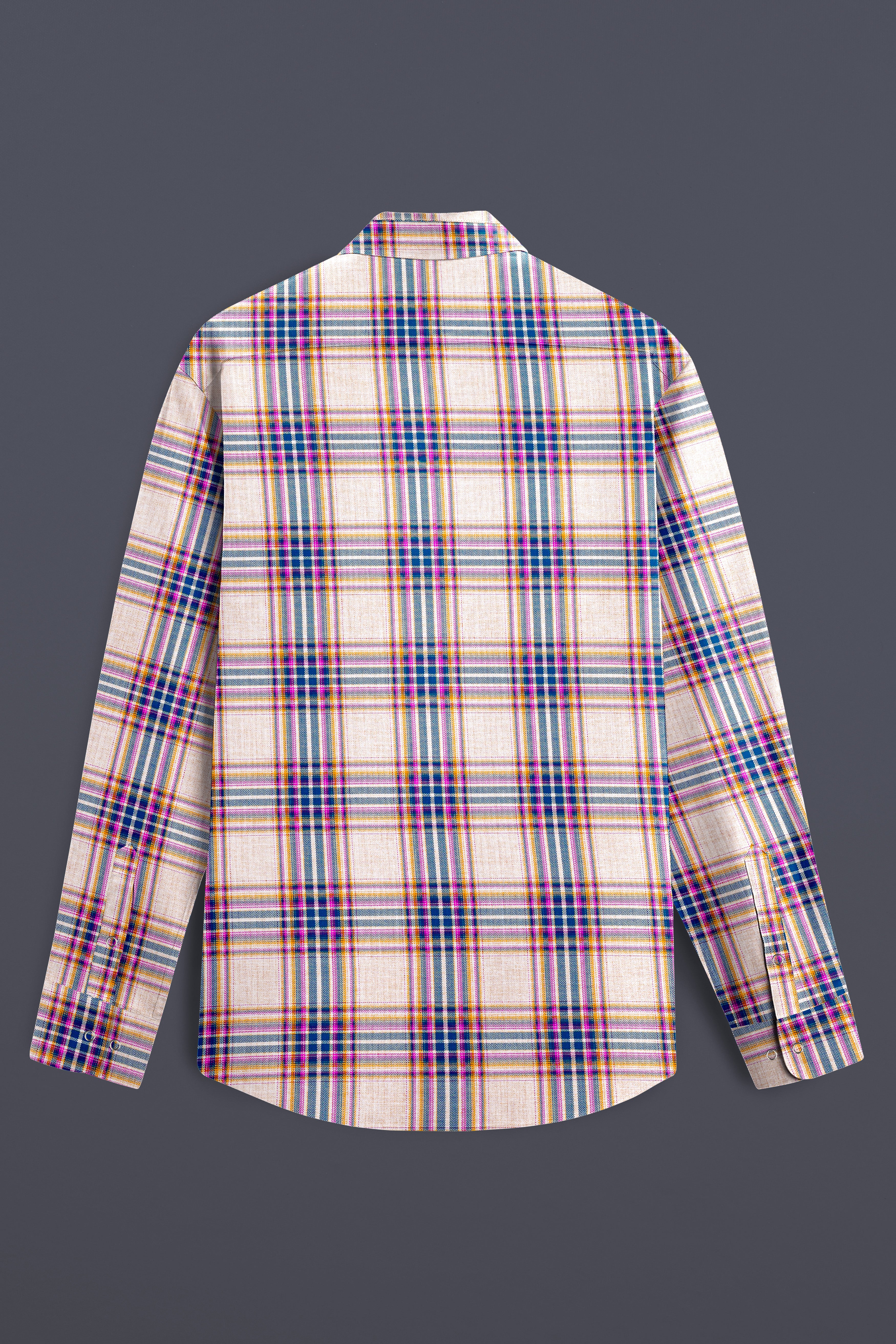 Taco Brown Plaid and Gainsboro Plaid Herringbone Reversible Shirt