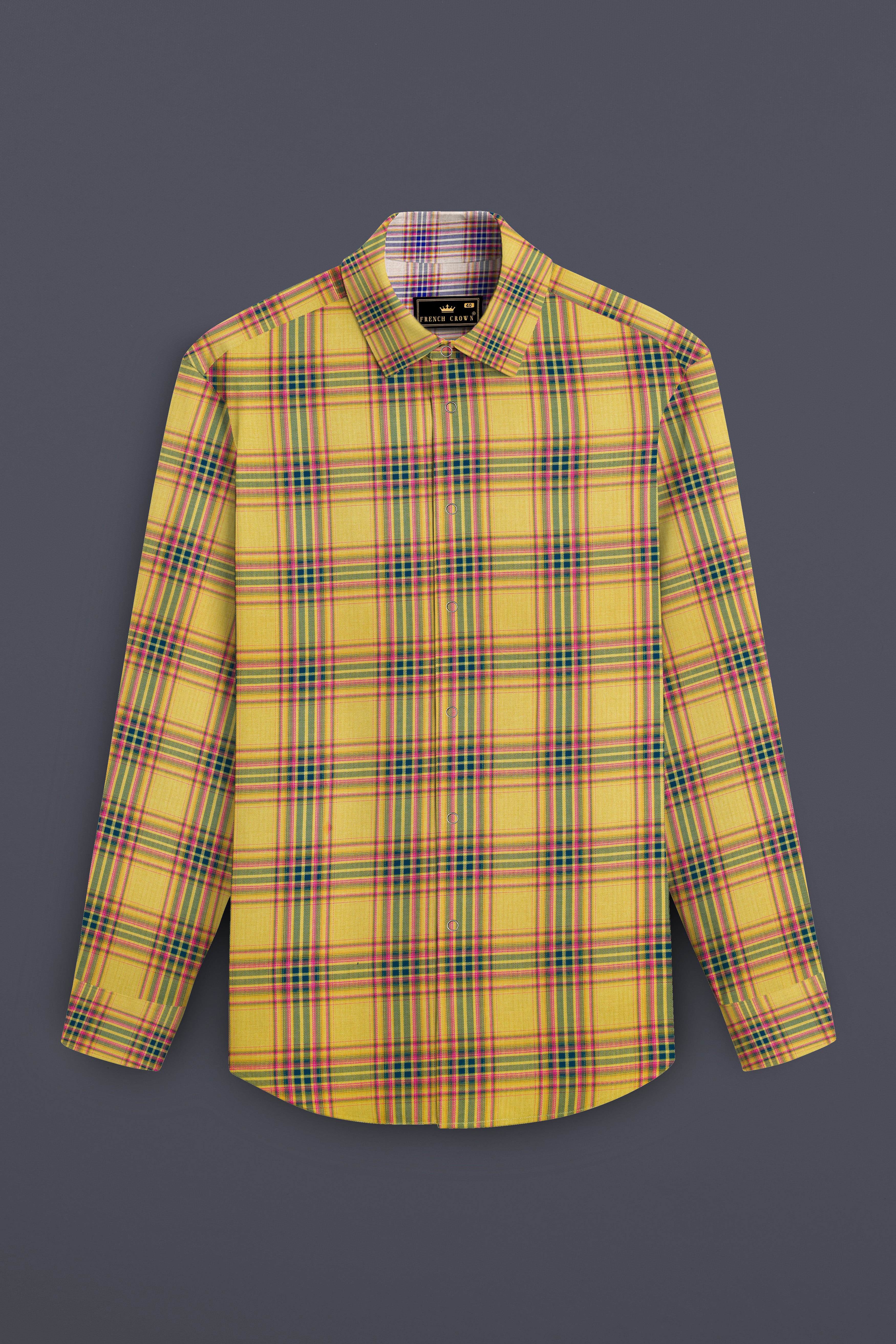 Taco Brown Plaid and Gainsboro Plaid Herringbone Reversible Shirt
