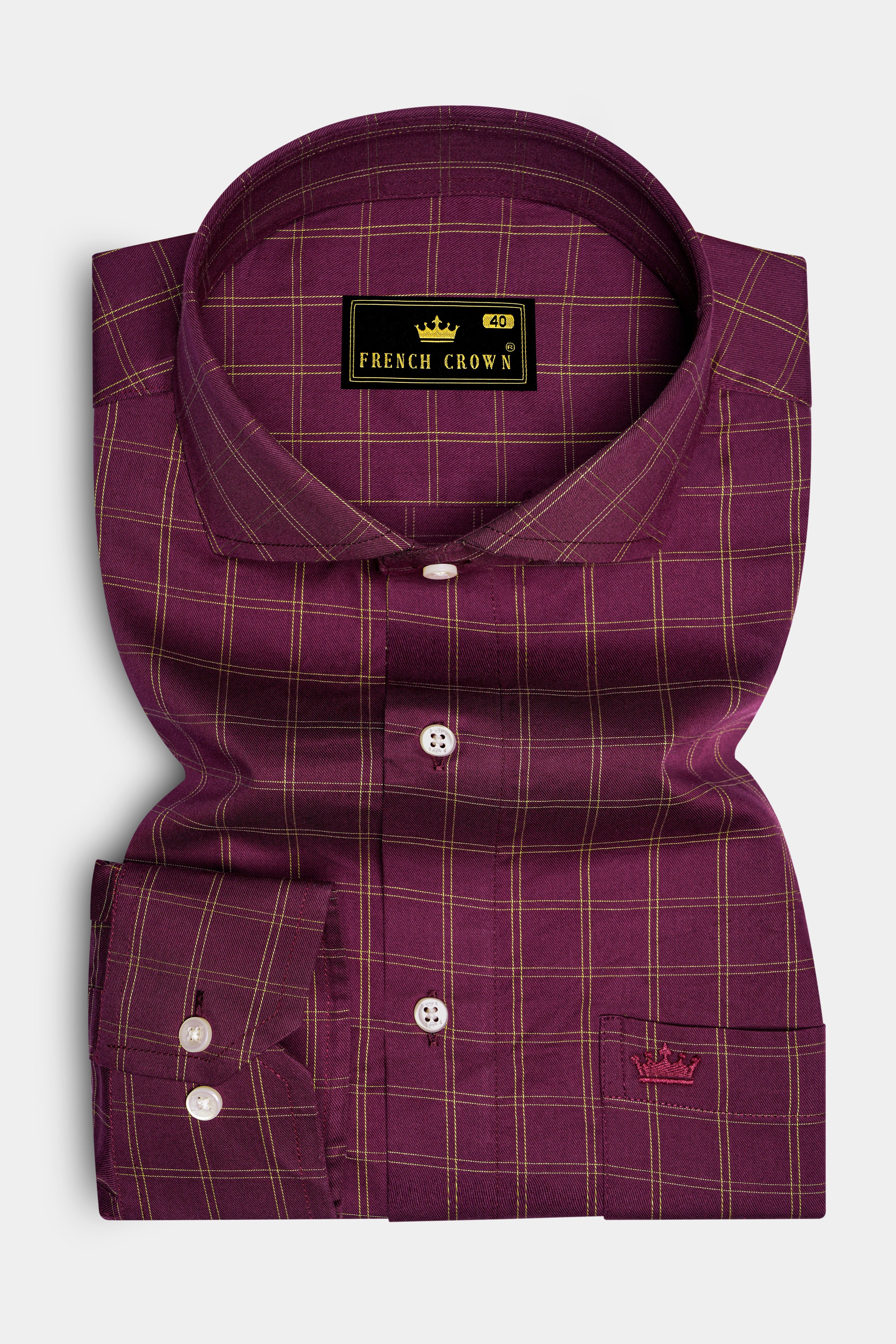 Camelot Wine Checkered Twill Premium Cotton Shirt