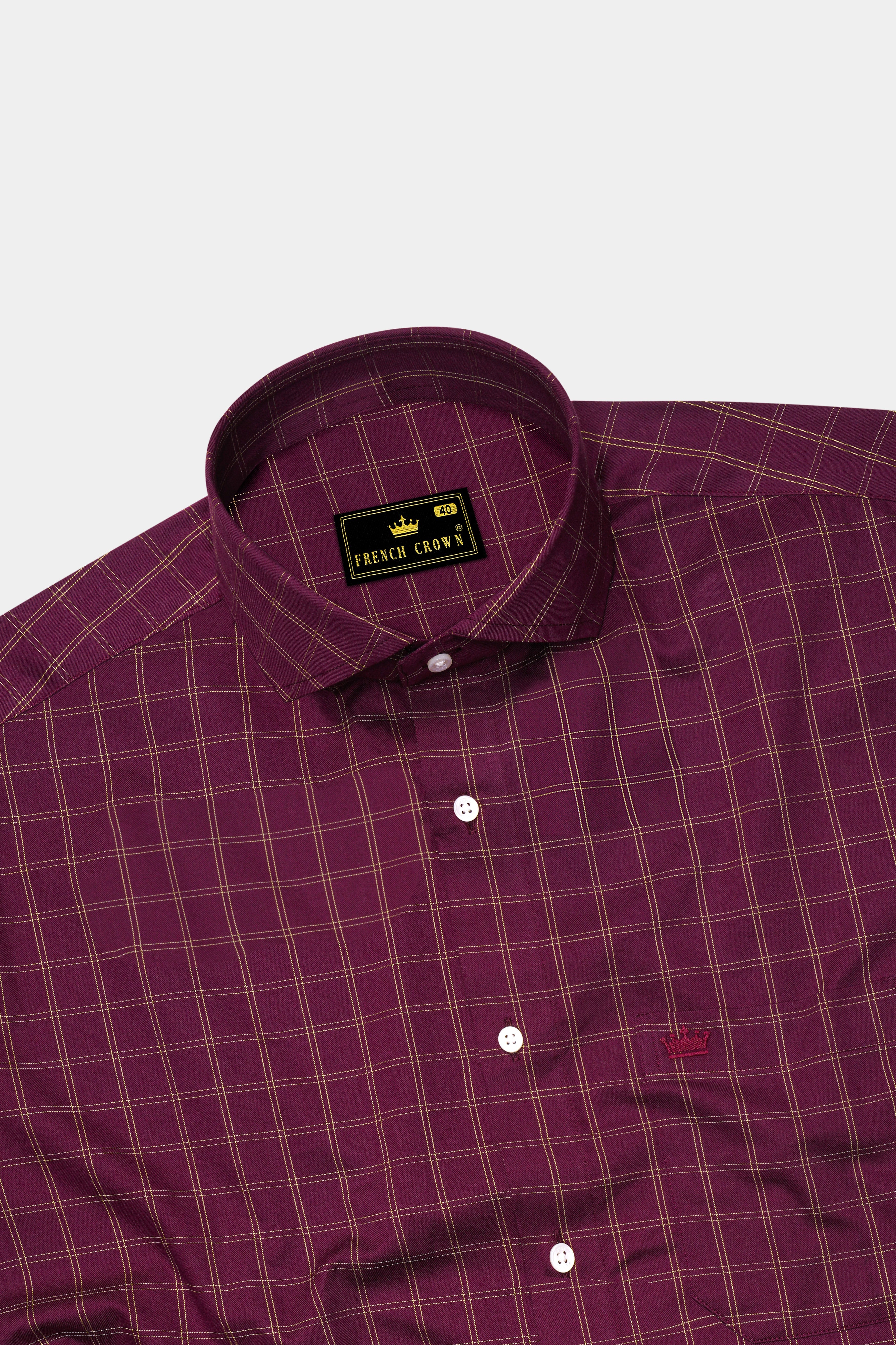 Camelot Wine Checkered Twill Premium Cotton Shirt