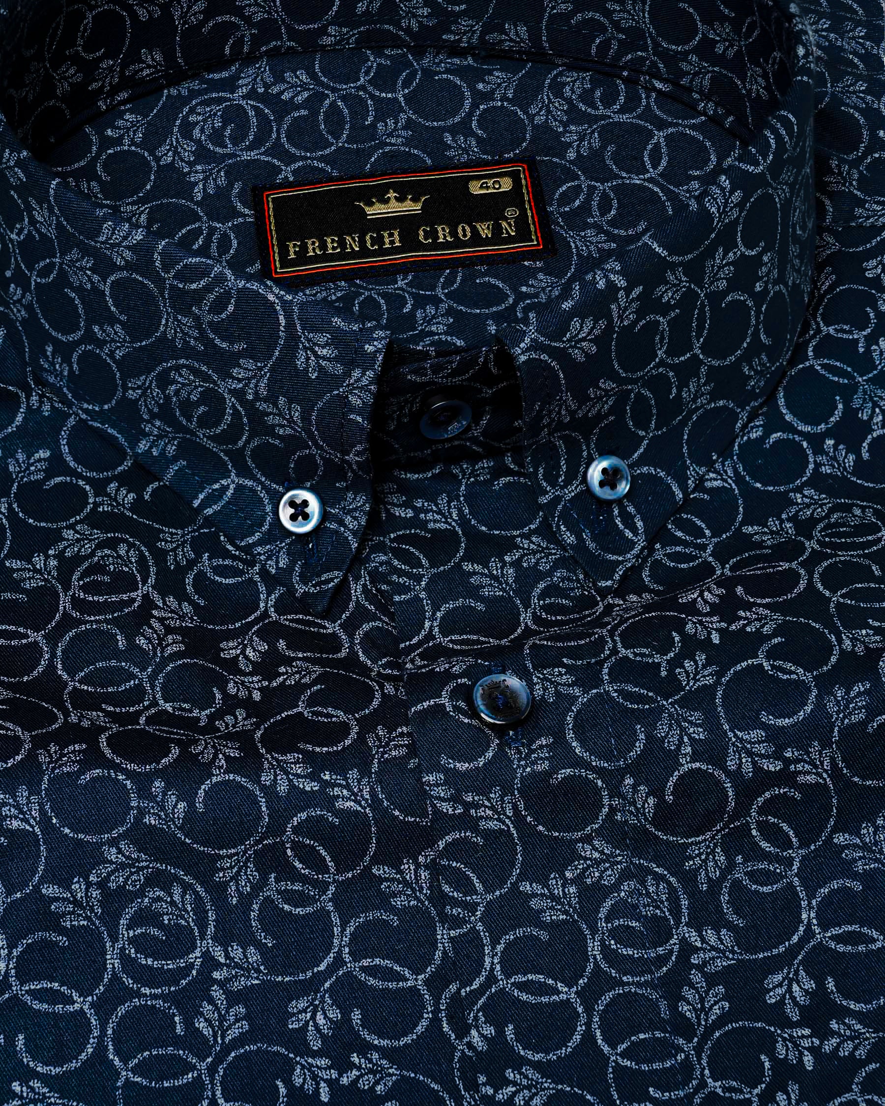 Bunting Blue Chintz Printed Twill Premium Cotton Shirt