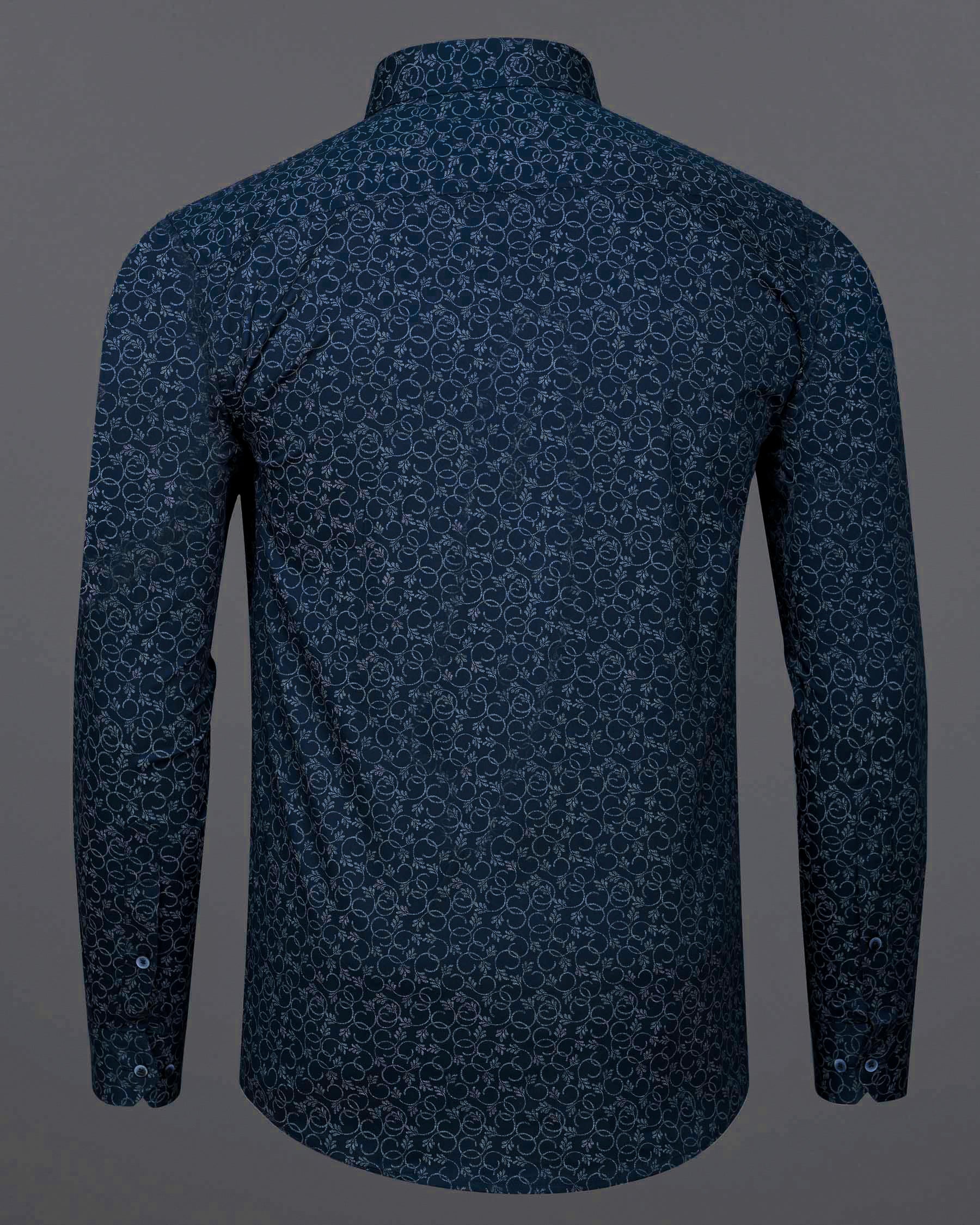 Bunting Blue Chintz Printed Twill Premium Cotton Shirt