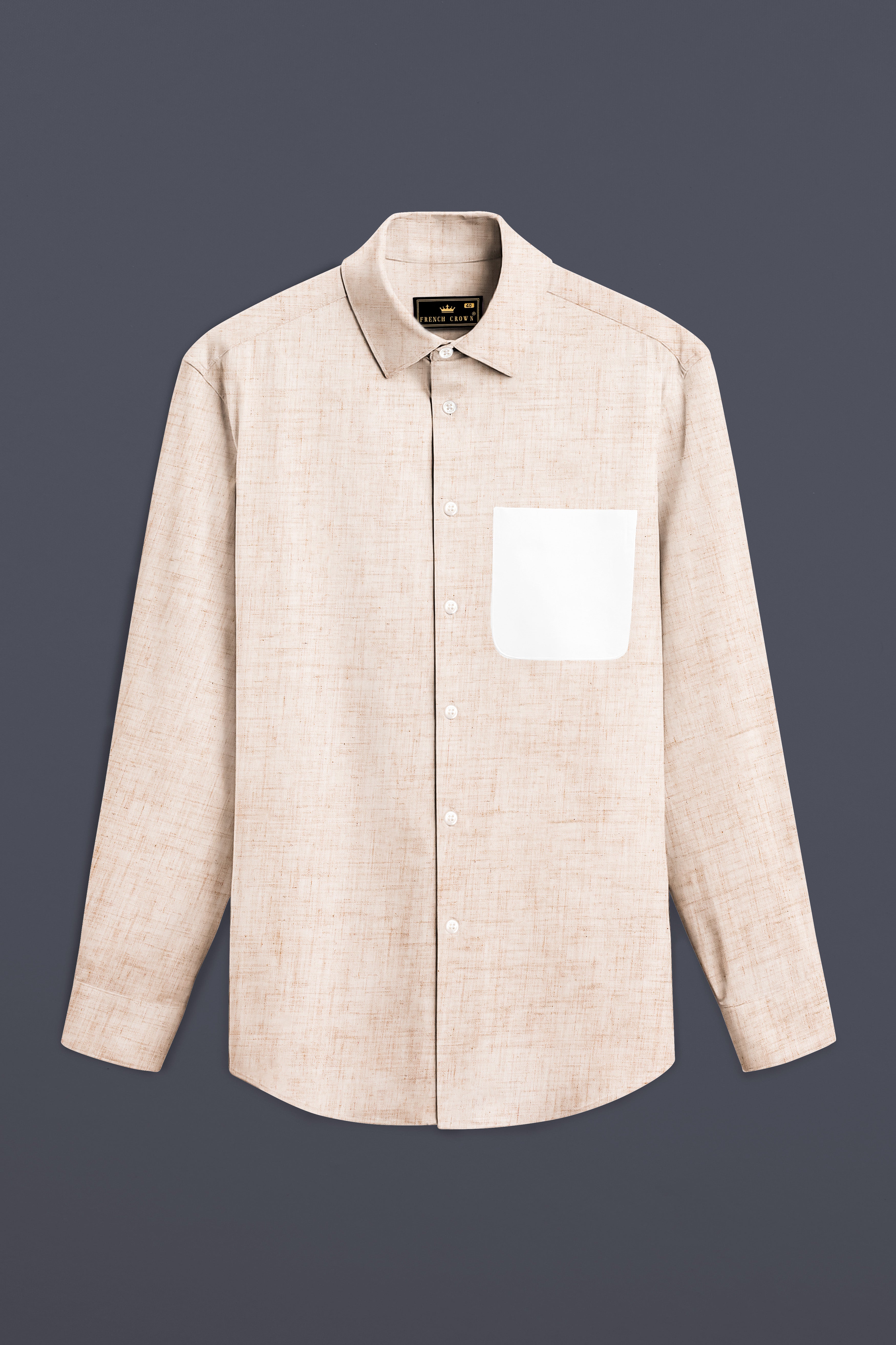 Ceramic Cream with Bright White Premium Cotton Designer Shirt