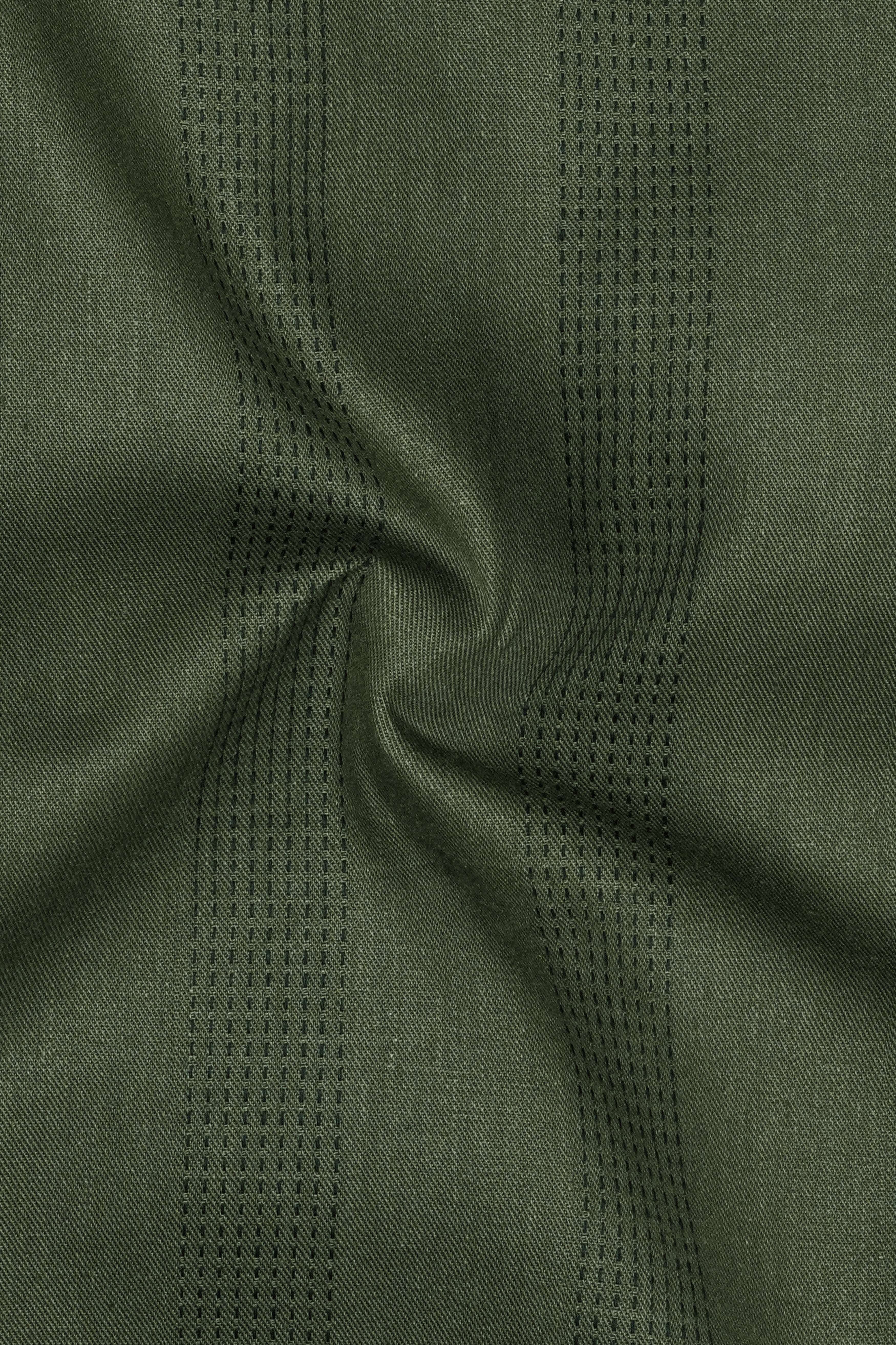 Kelp Green with Black Implied Lined Twill Premium Cotton Shirt