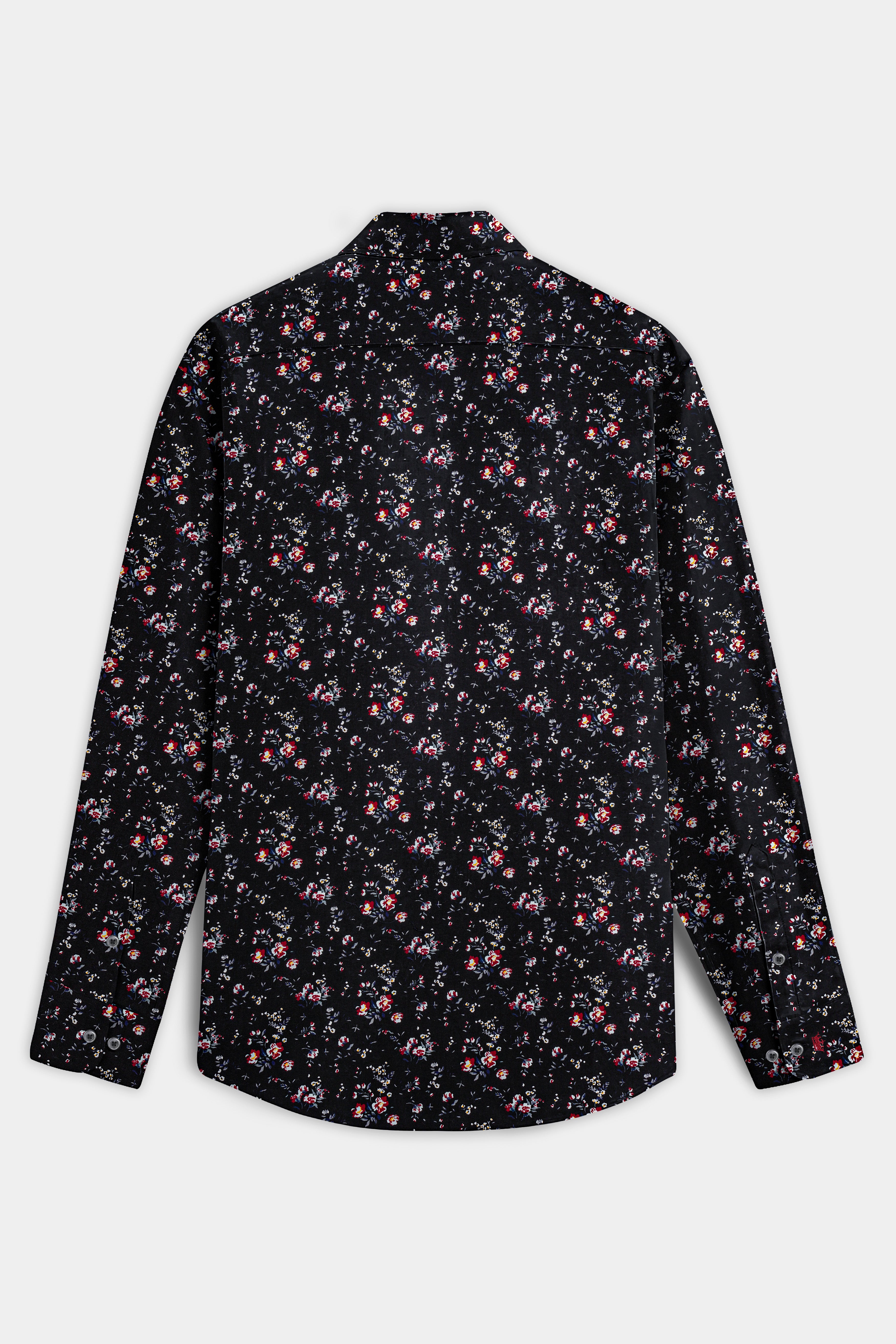 Jade Black Ditzy Floral Printed Twill Premium Cotton Shirt