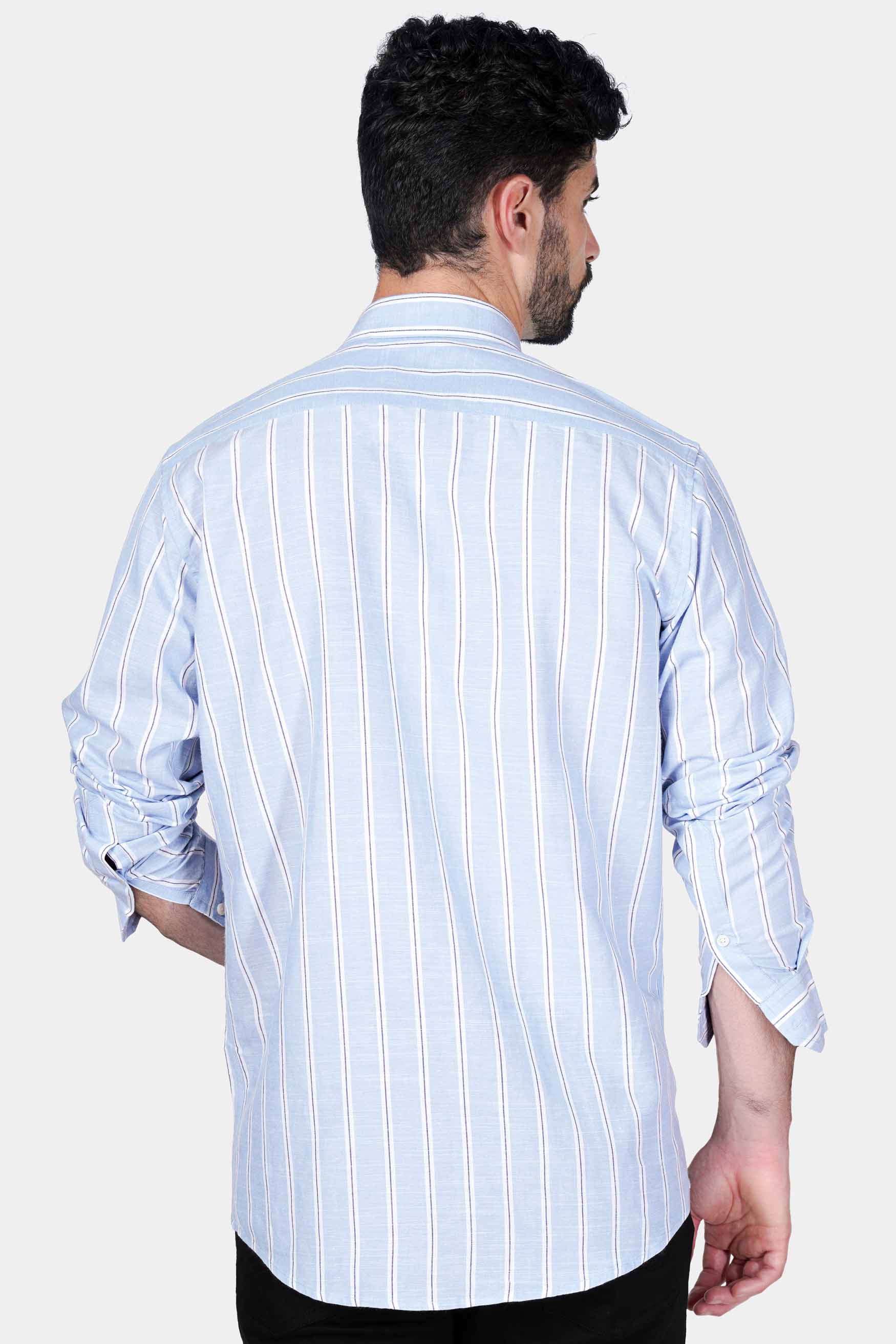Periwinkle Blue and Bright White Striped with Patchwork Twill Premium Cotton Designer Shirt 7572-E290-38, 7572-E290-H-38, 7572-E290-39, 7572-E290-H-39, 7572-E290-40, 7572-E290-H-40, 7572-E290-42, 7572-E290-H-42, 7572-E290-44, 7572-E290-H-44, 7572-E290-46, 7572-E290-H-46, 7572-E290-48, 7572-E290-H-48, 7572-E290-50, 7572-E290-H-50, 7572-E290-52, 7572-E290-H-52