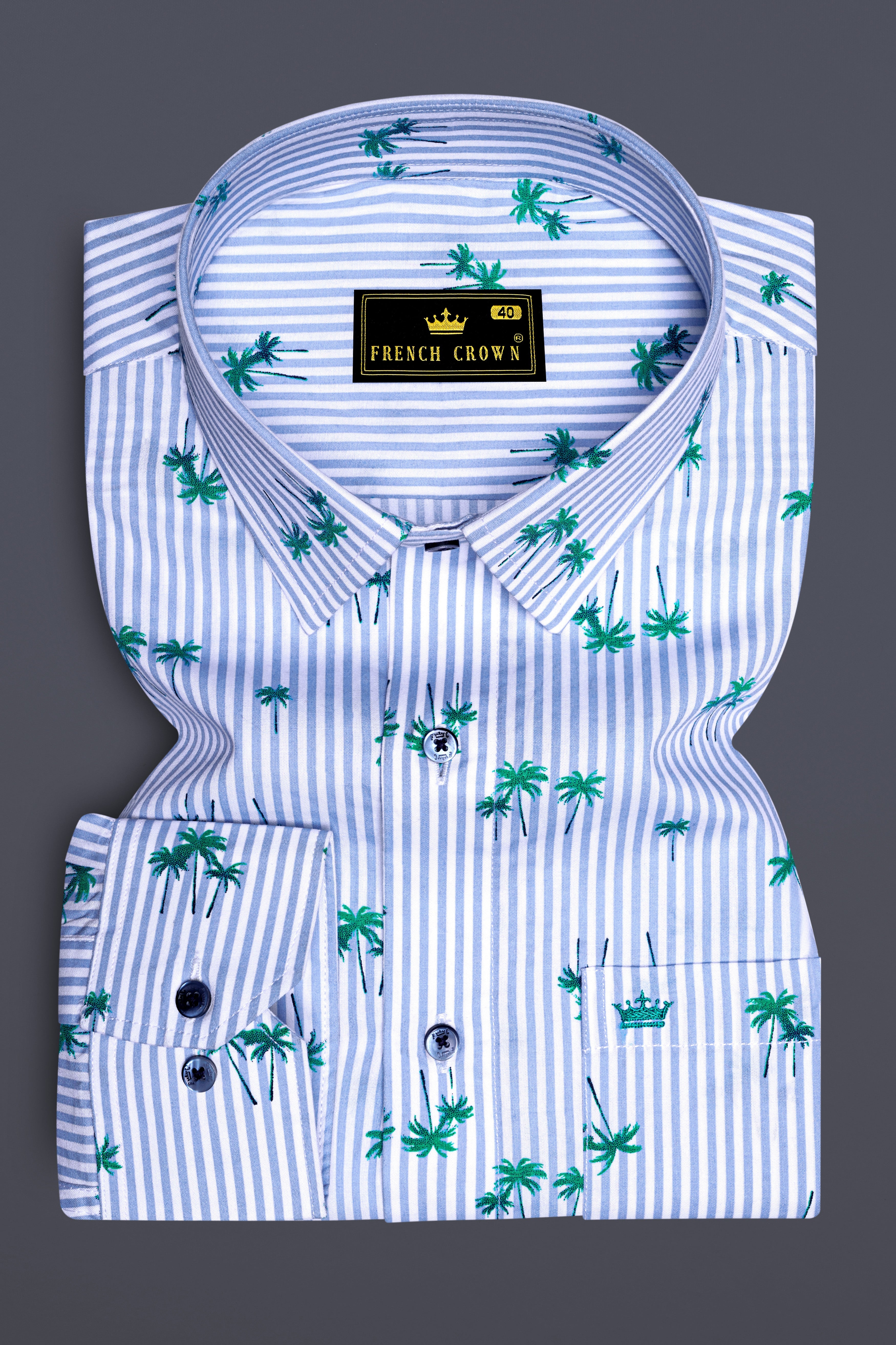 Columbia Blue and White Striped Premium Cotton Shirt