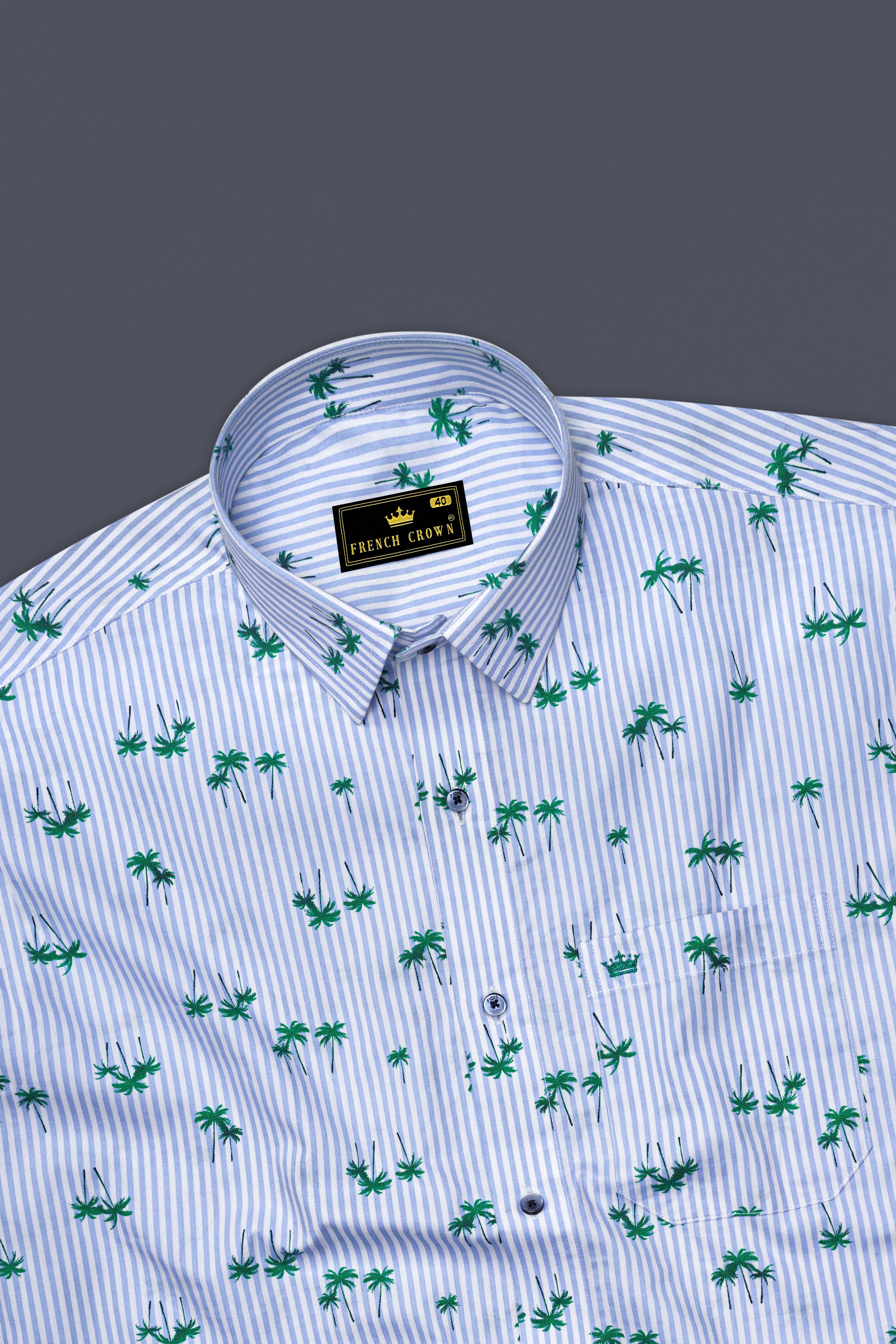 Columbia Blue and White Striped Premium Cotton Shirt