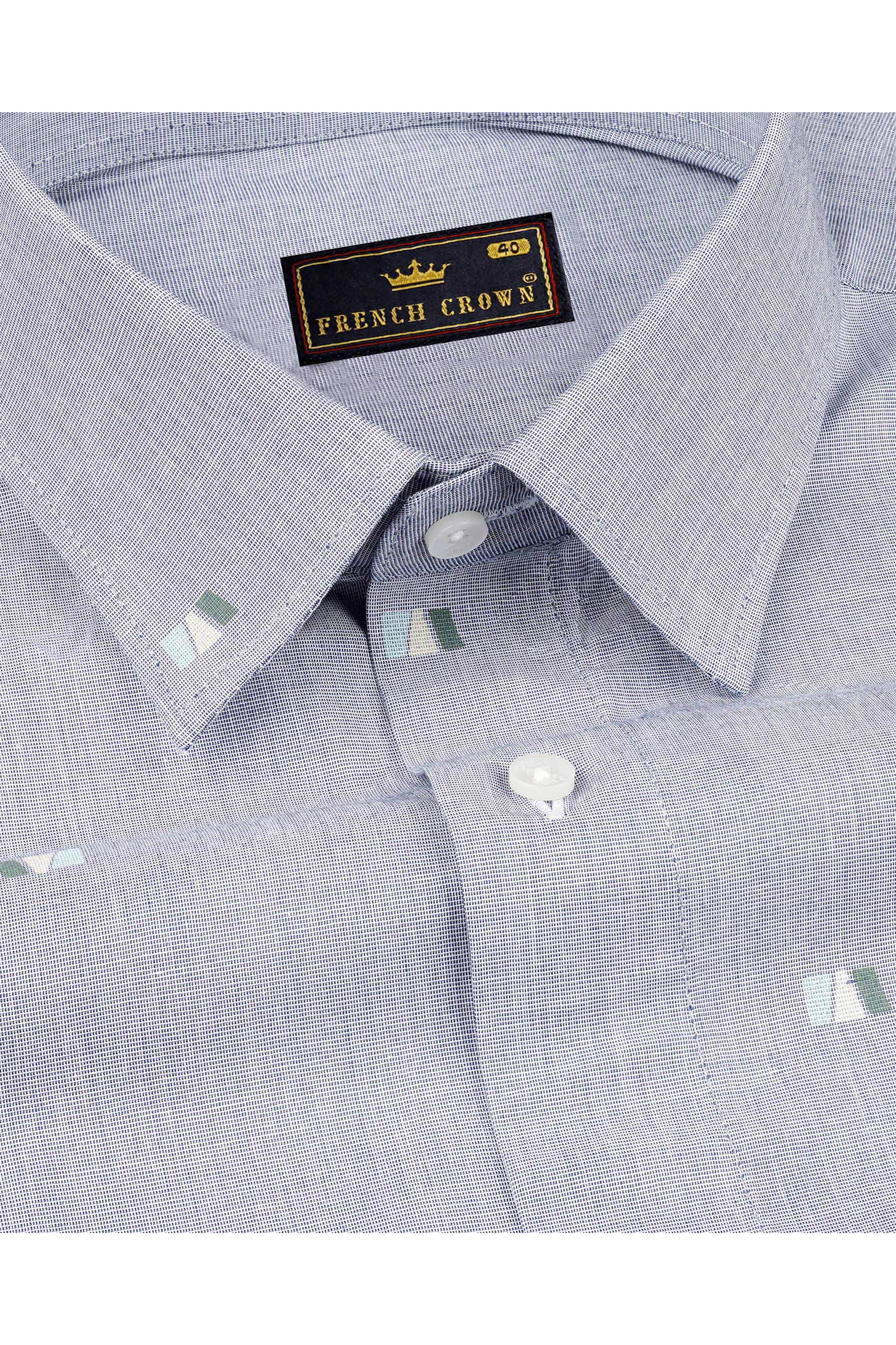 Languid Gray Hand Painted Chambray Designer Shirt
