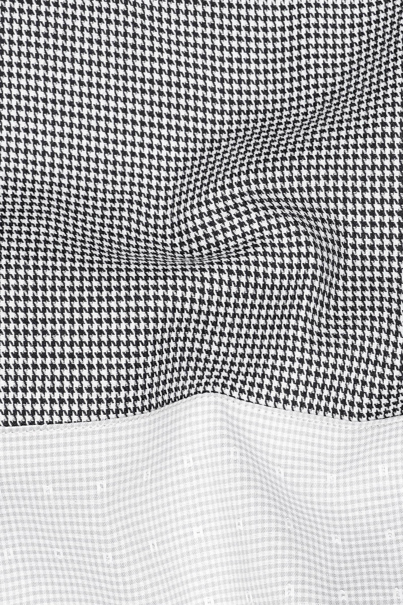 Outer Space Gray with Bright White Half and Half Houndstooth Textured Designer Shirt