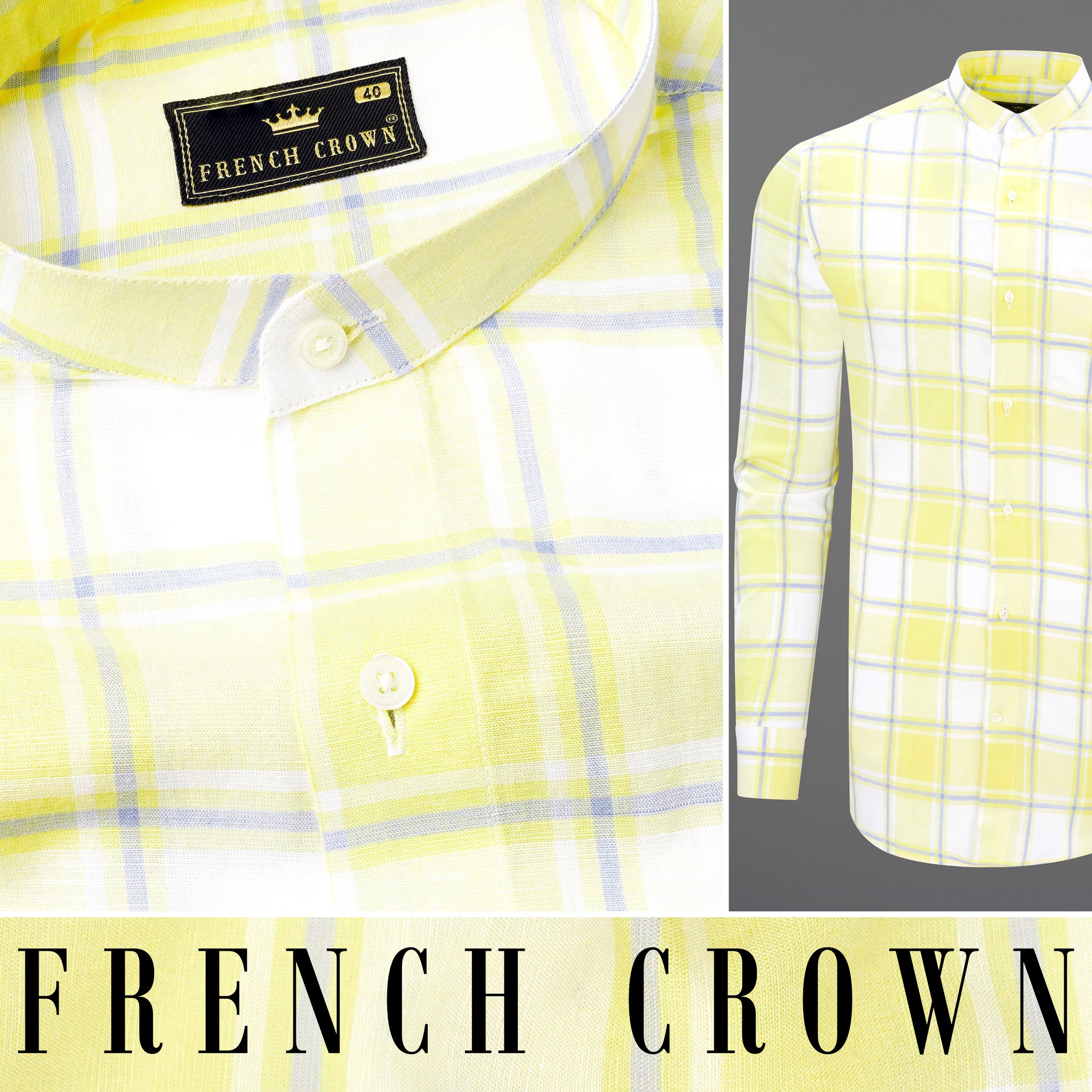 Sandwisp Yellow Formal Checks-Plaid Premium Tencel Shirt For Men